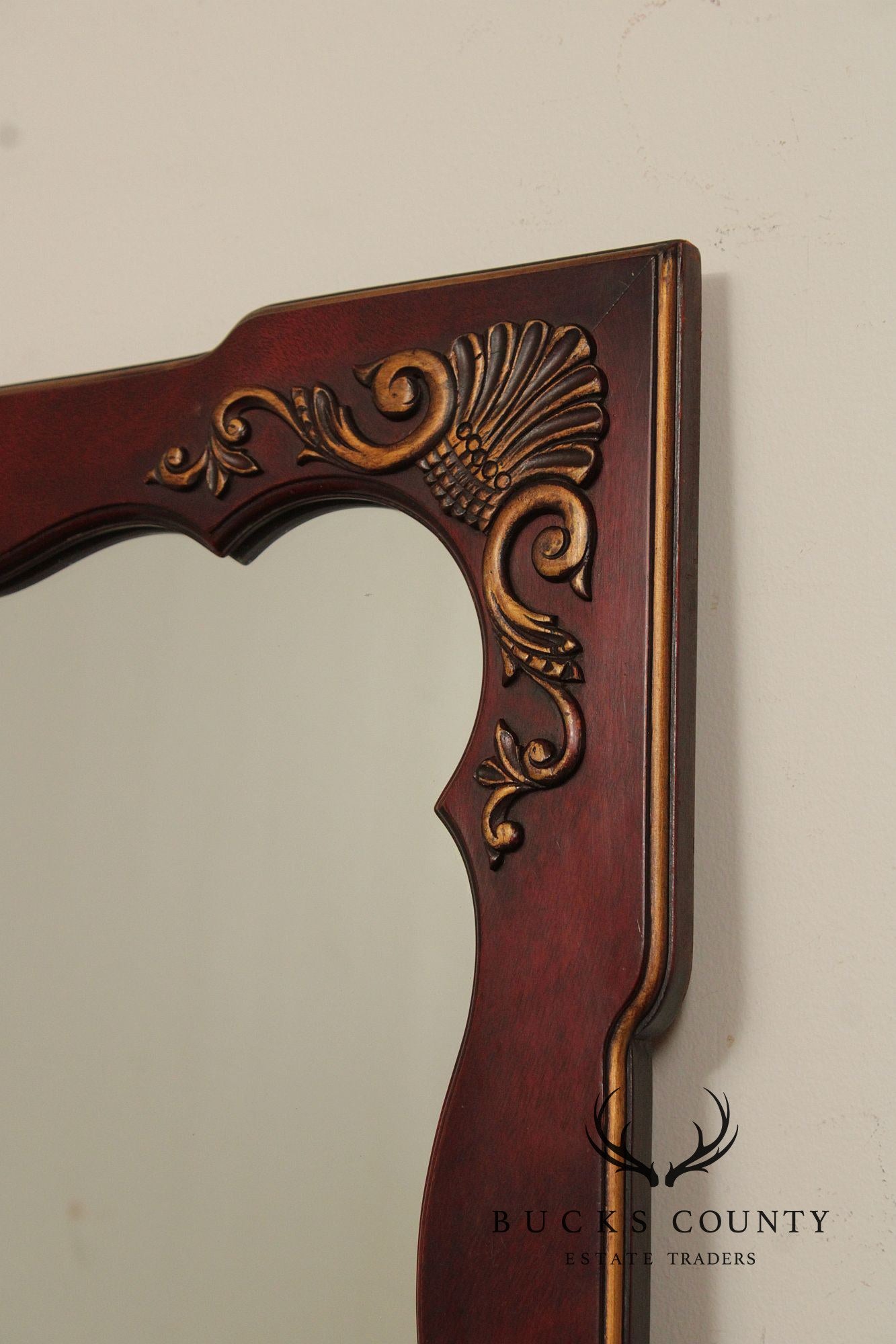 Rococo Style Scalloped Frame Mahogany Wall Mirror