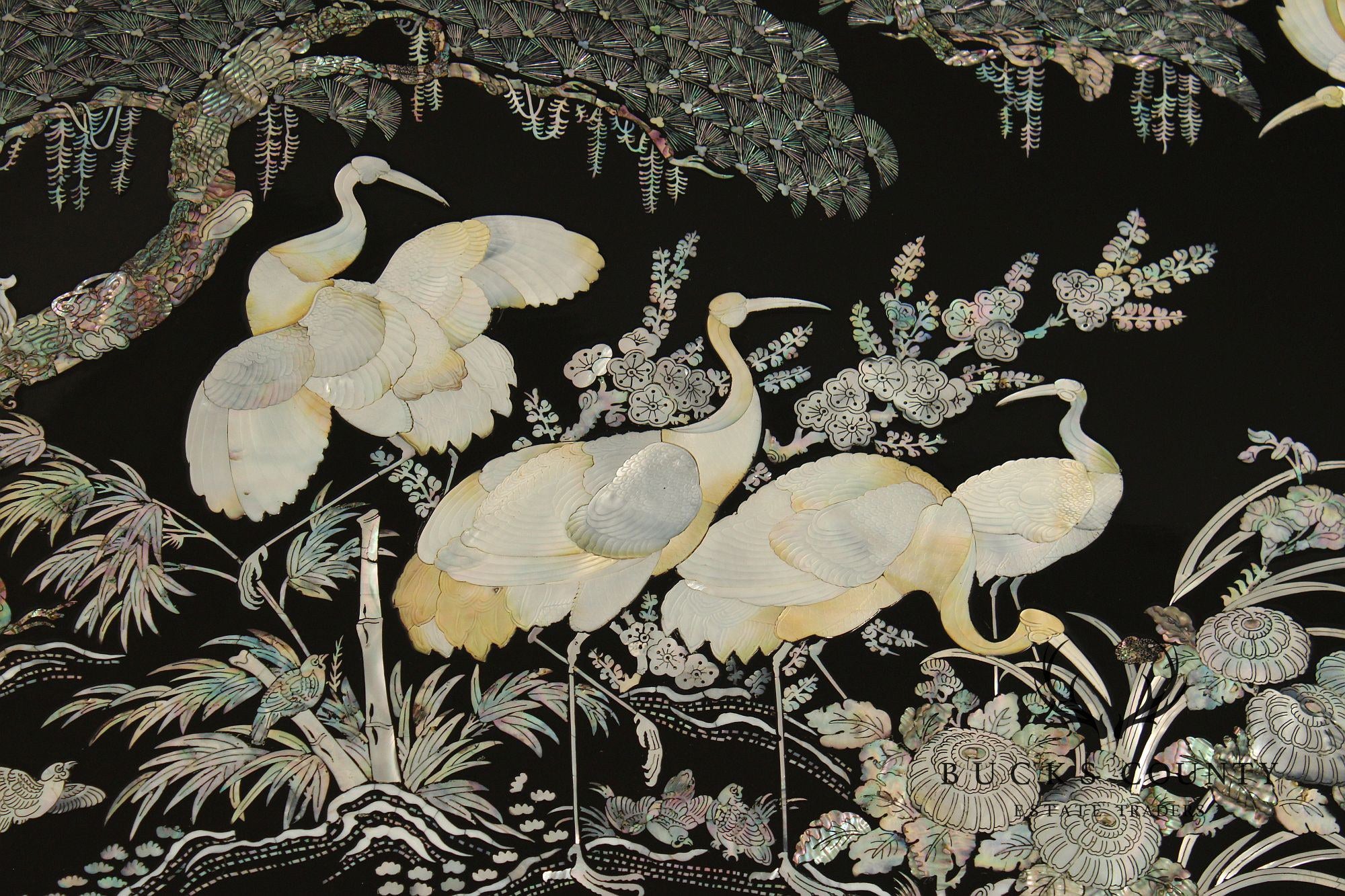 Korean Vintage Black Lacquer And Mother of Pearl Inlaid Coffee Table