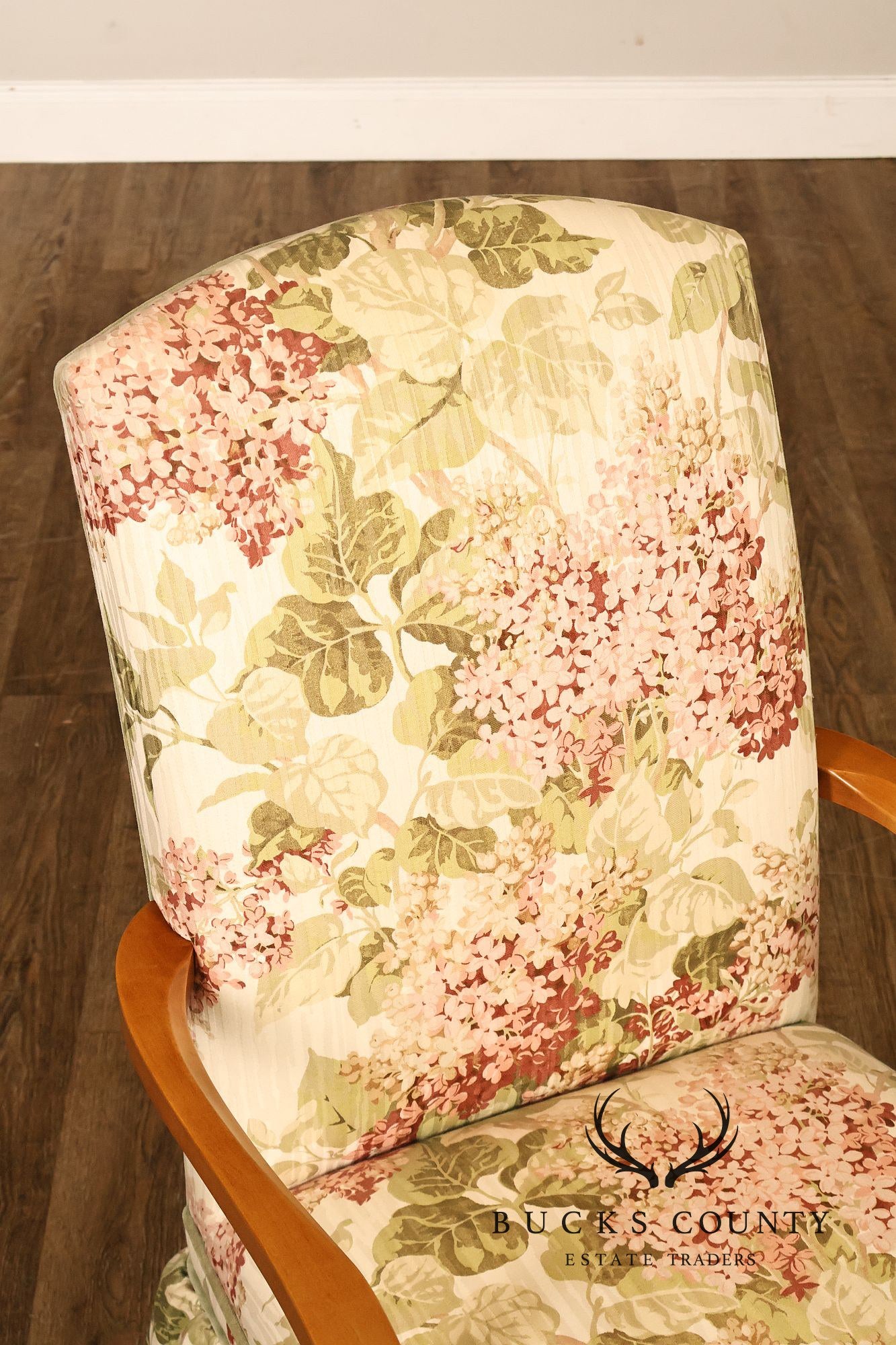 Ethan Allen Pair Of Floral Upholstered Skirted Armchairs