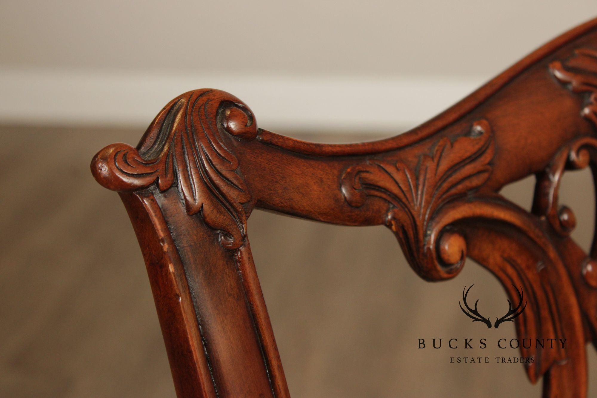 Theodore Alexander Chippendale Style Pair Of Carved Mahogany Side Chairs