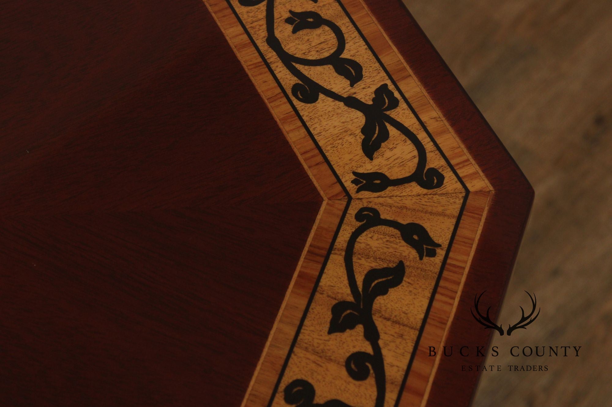 Kindel Furniture Inlaid Mahogany Pedestal Side Table