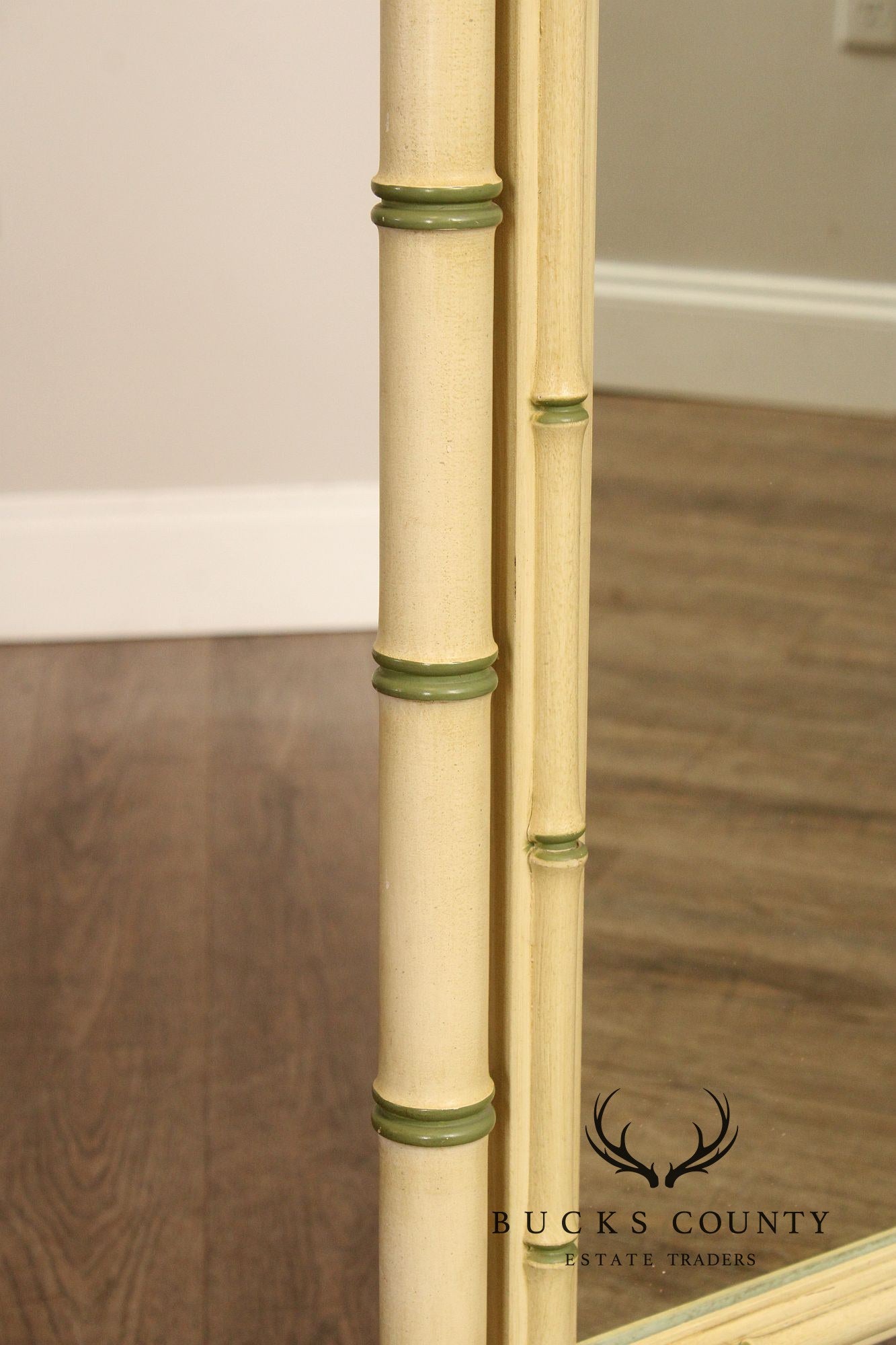 Thomasville Vintage Faux Bamboo Painted Cheval Mirror