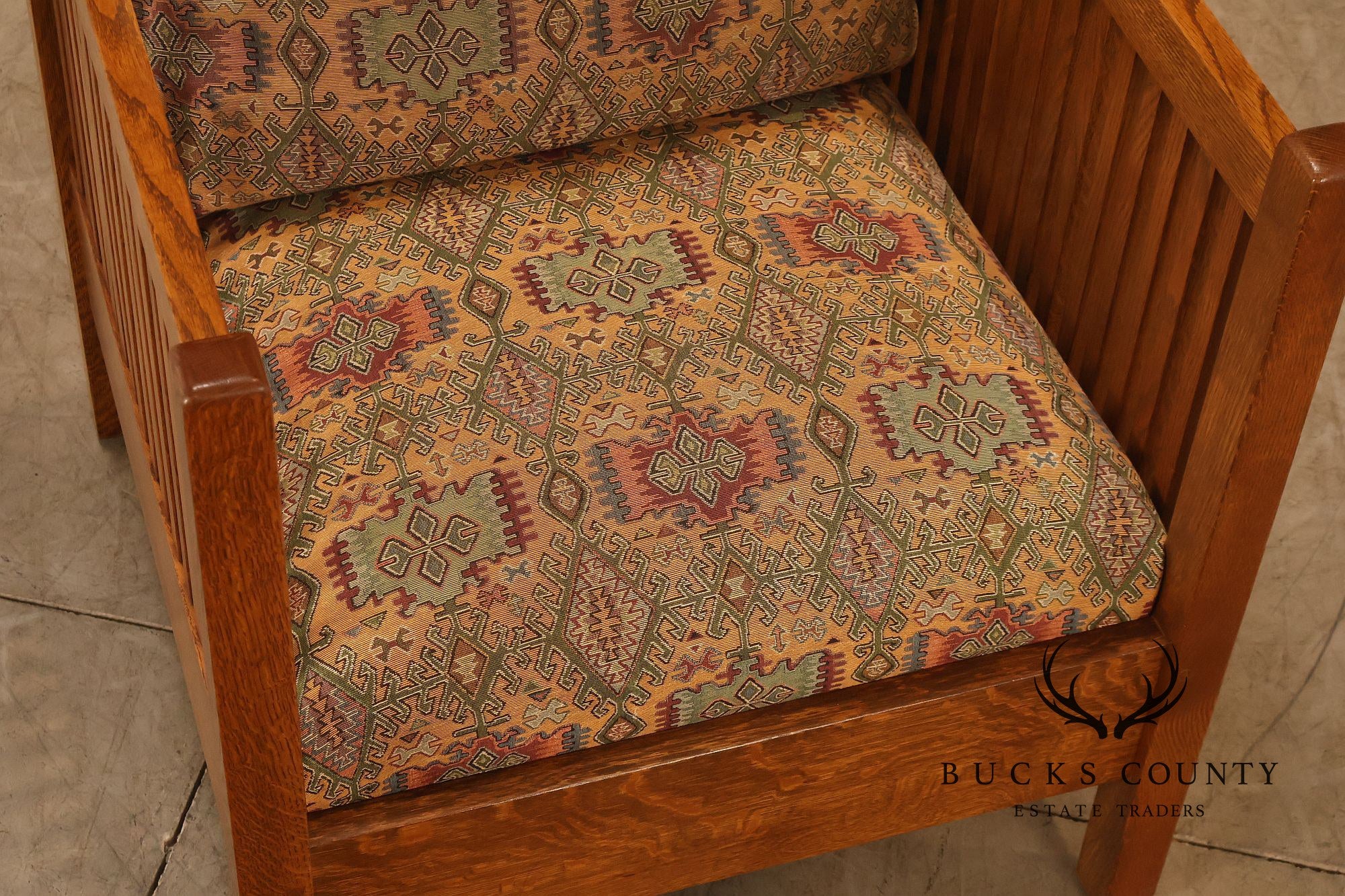 Stickley Mission Collection Oak Spindle Cube Lounge Chair