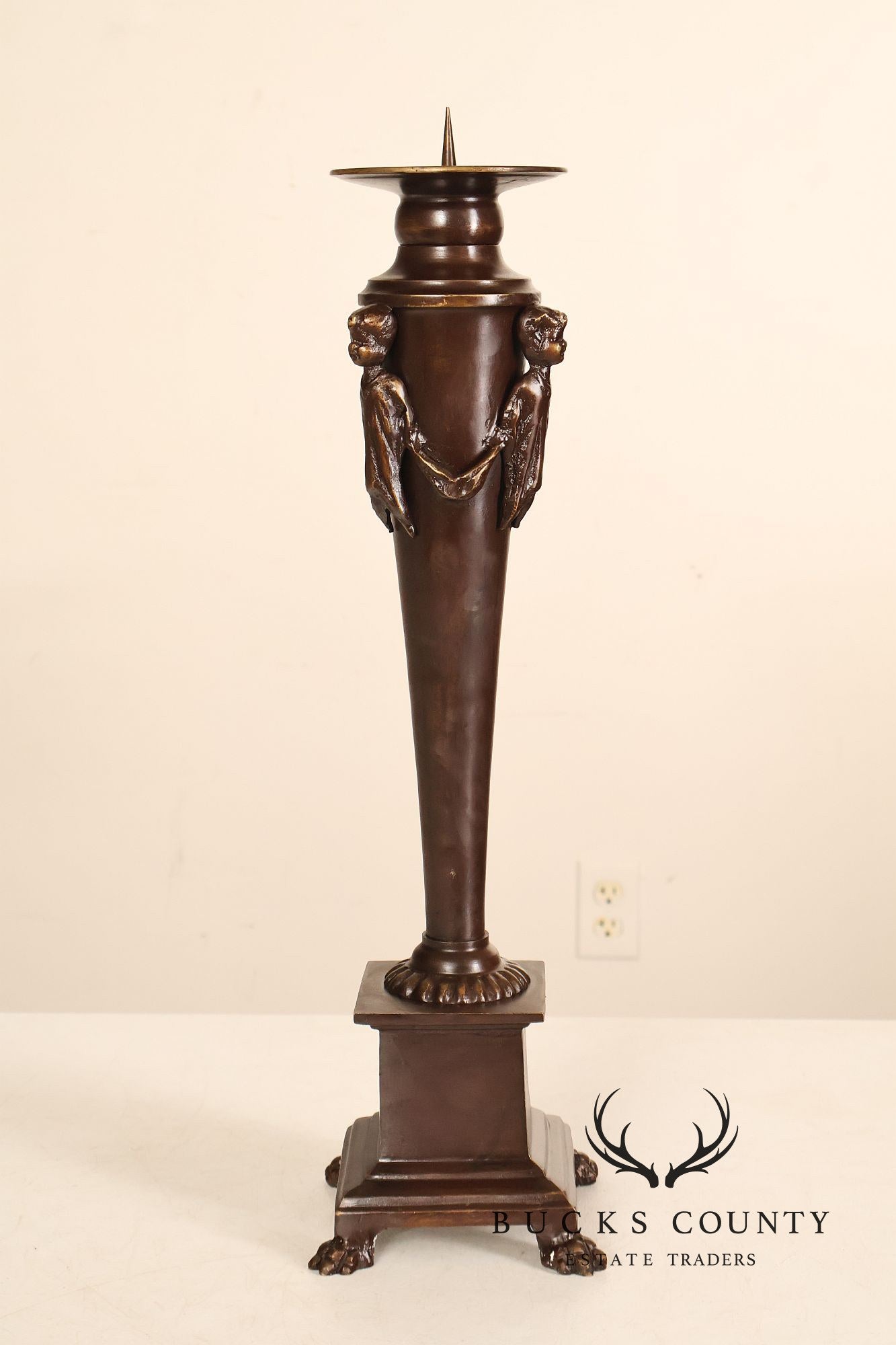 Maitland Smith Bronze Pair Of Neoclassical-Style Candlesticks