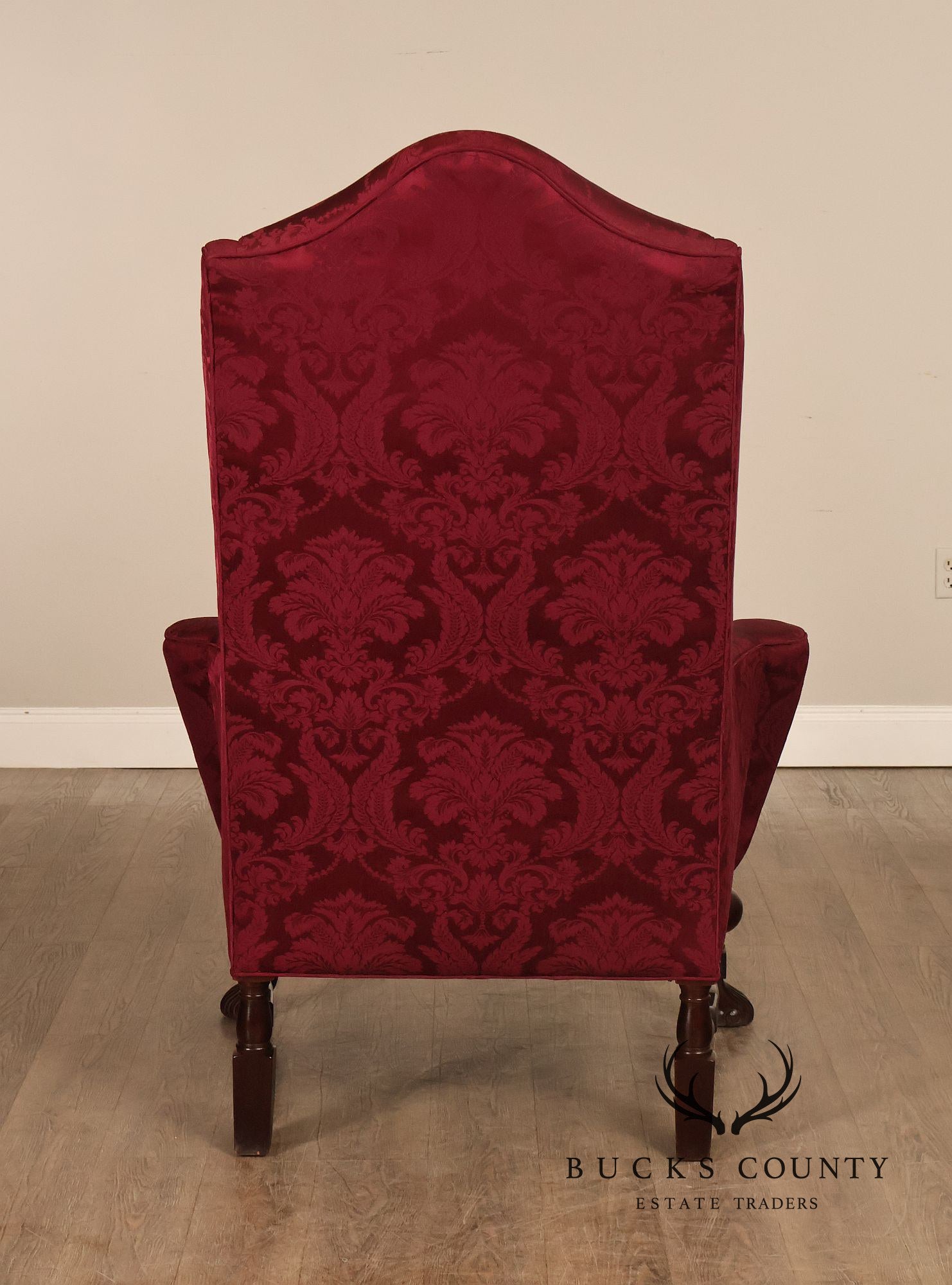 Baker Stately Homes Collection Pair of Carved Wingback Armchairs