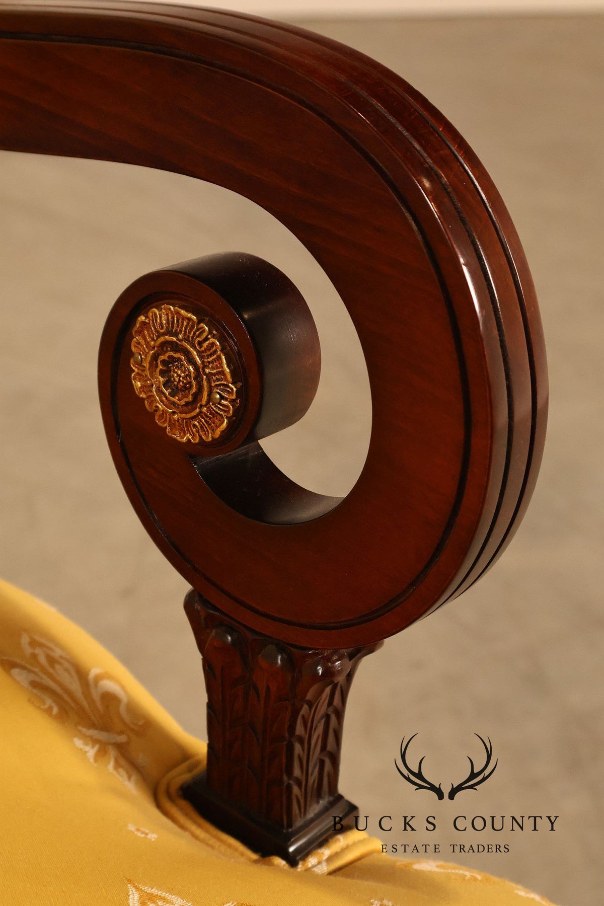 Neoclassical Empire Style Mahogany Open Armchair
