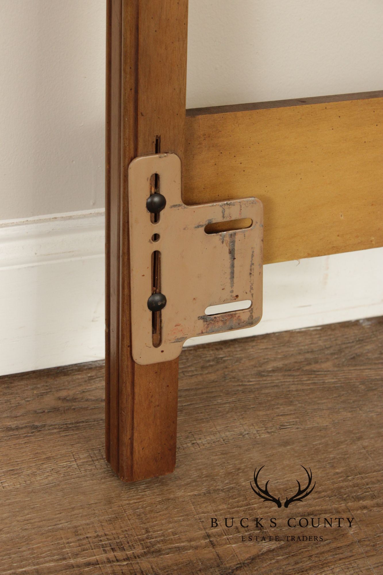 Mid Century Modern Walnut and Rattan Full-Size Headboard