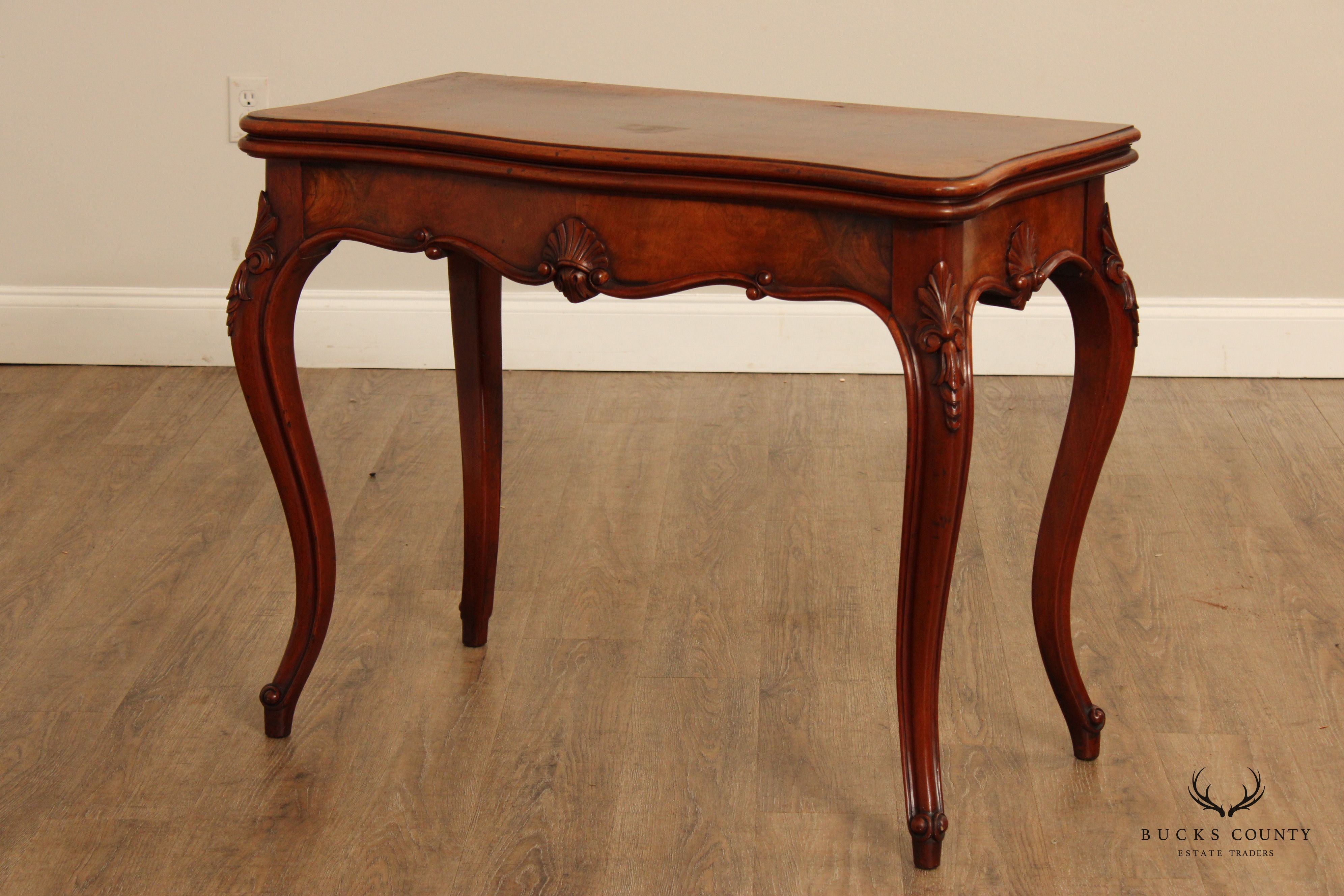 Antique French Louis XV Style Walnut Folding Card Table