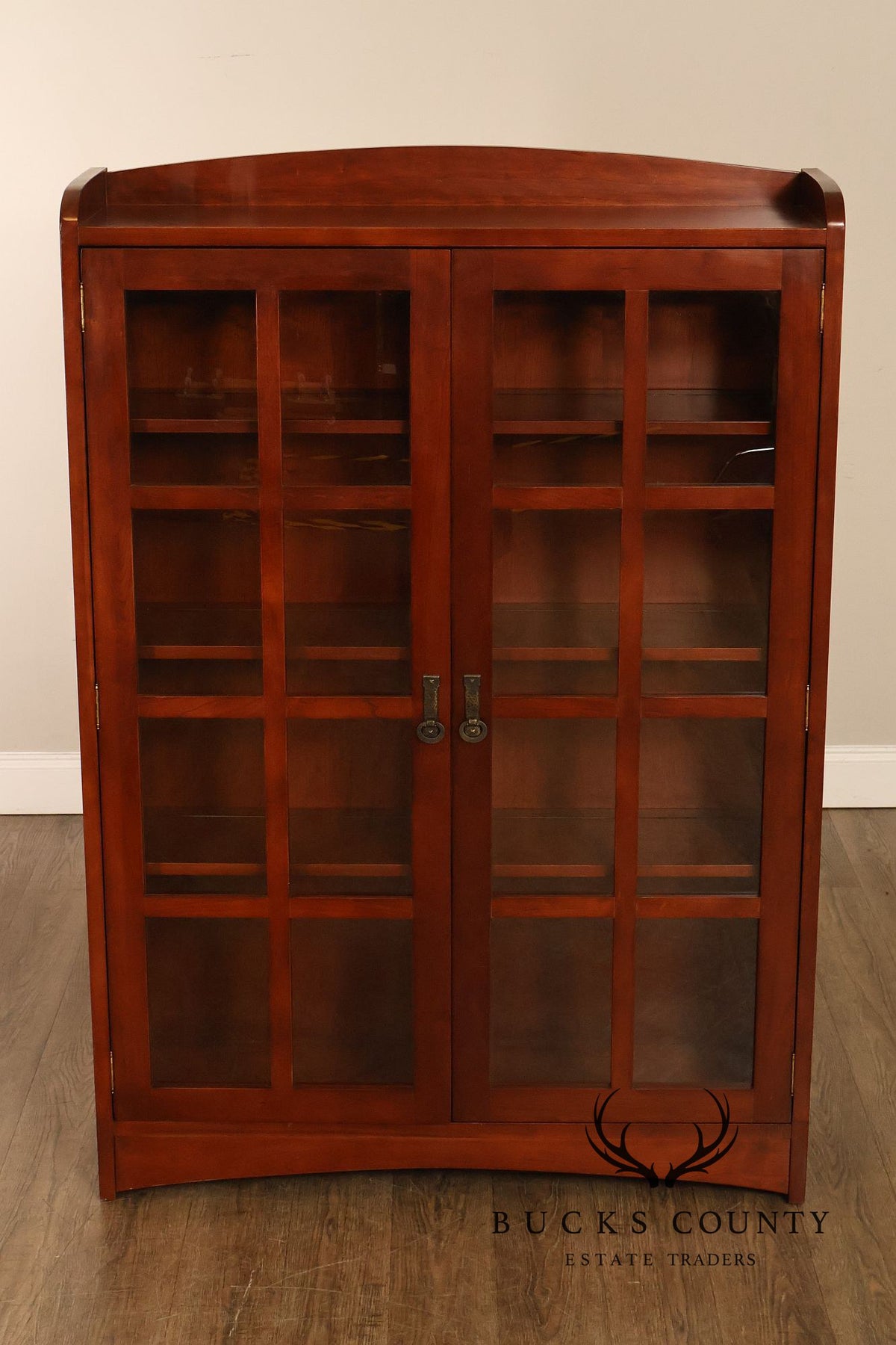 Robert Bergelin Company Custom Arts And Crafts Cherry Glass Door Bookcase Cabinet