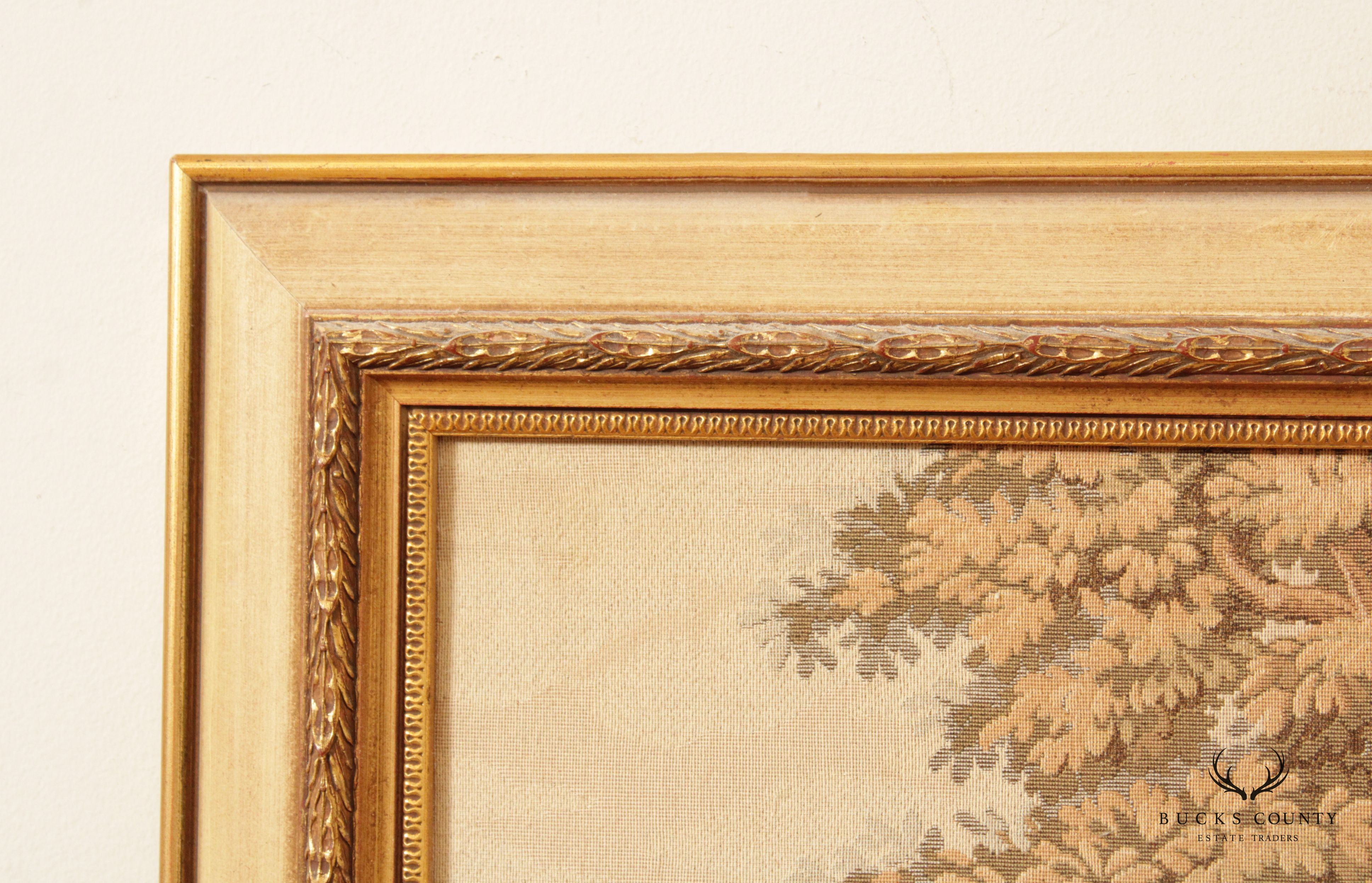 Vintage French Rococo Style Custom Framed Needlepoint Tapestry