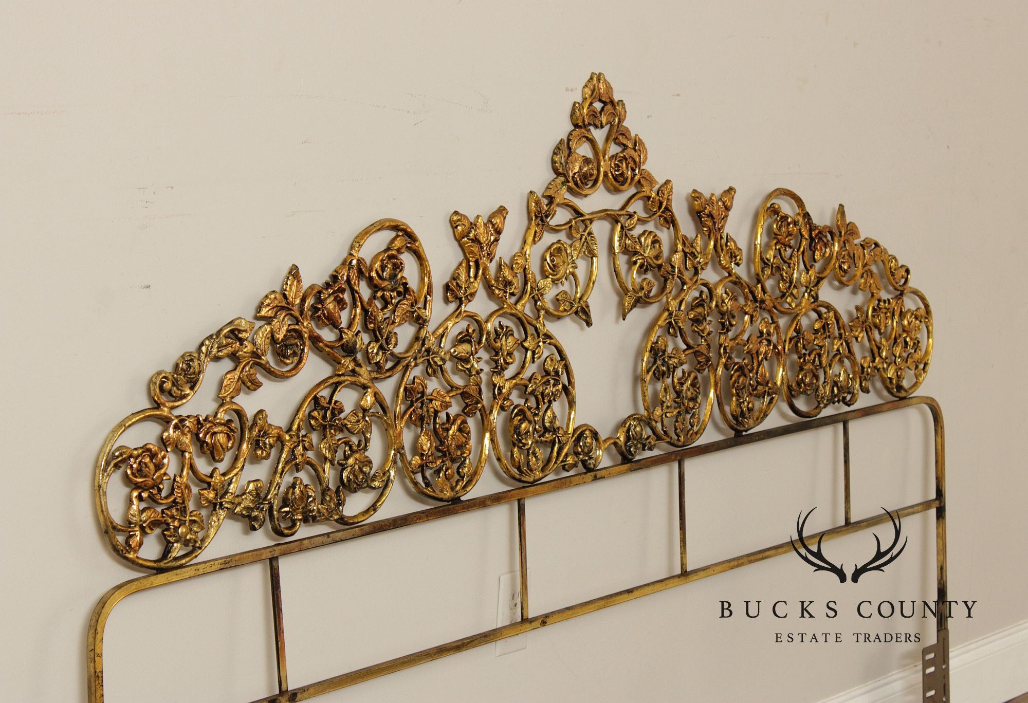 Rococo Style King Size Scrolling Brass Headboard