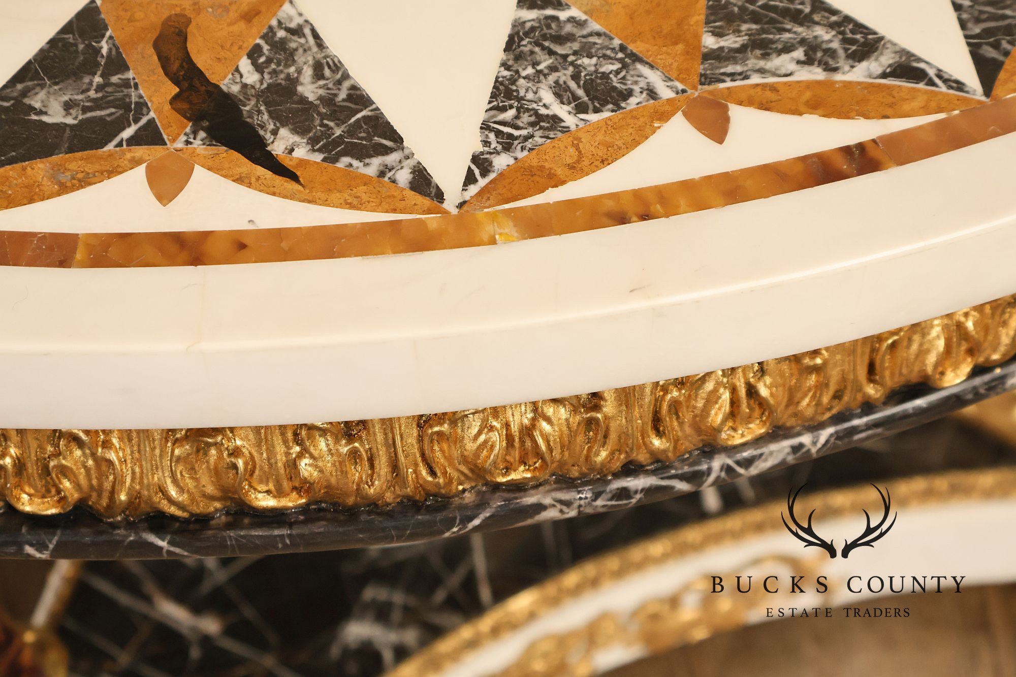 Empire Style Round Pietra Dura Center Table With Gilt Carved Base