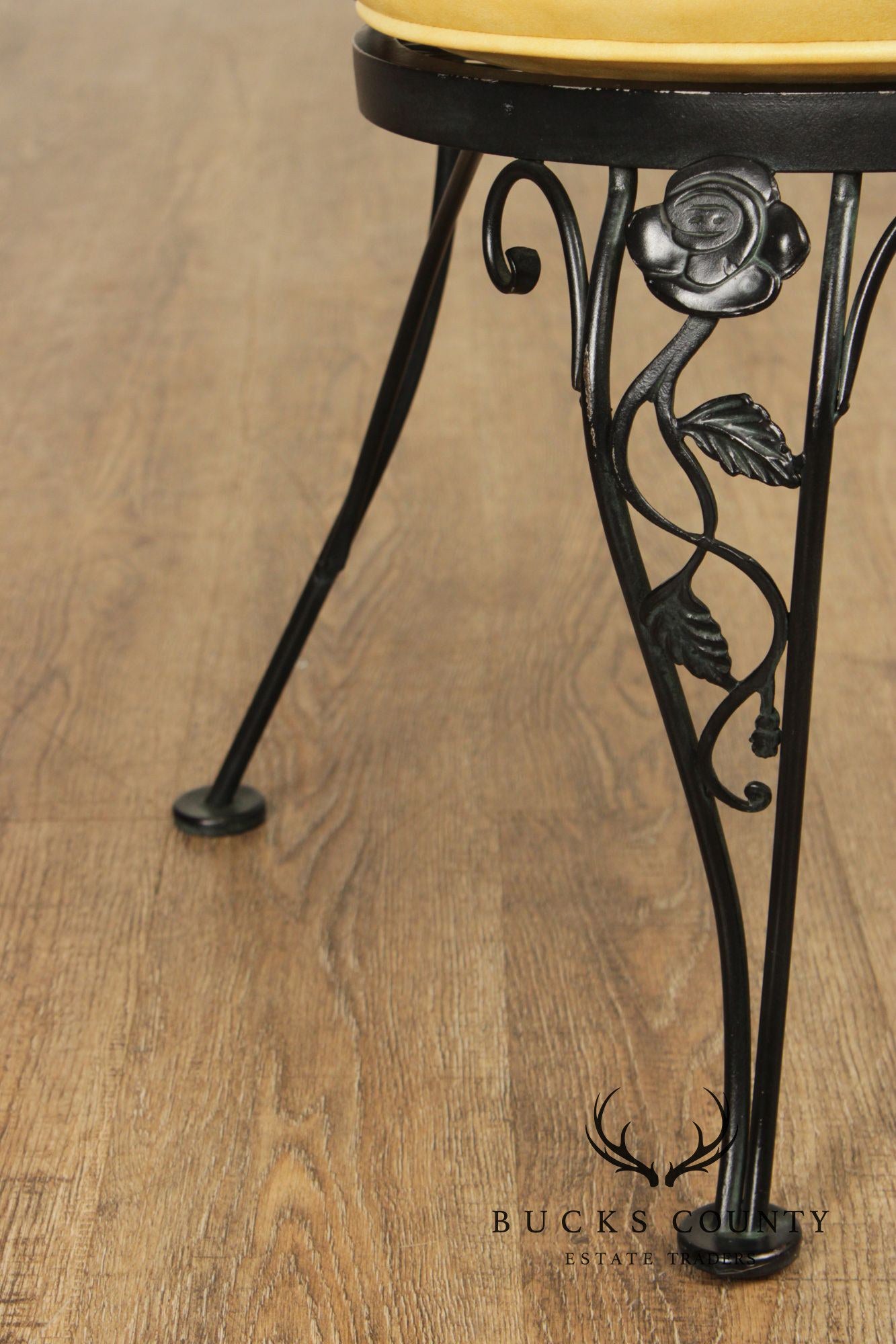 Woodard 'Chantilly Rose' Vintage Set of Four Wrought Iron Dining Chairs