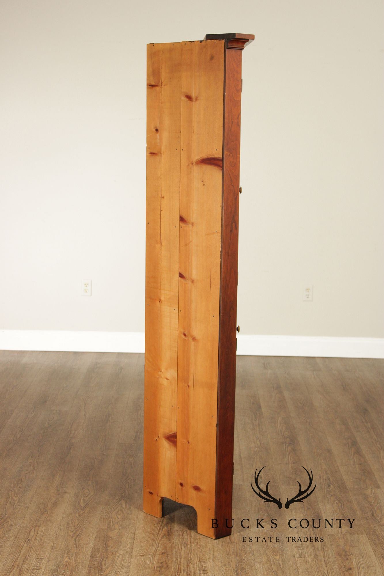 Primitive Two-Door Cherry Narrow Corner Cupboard