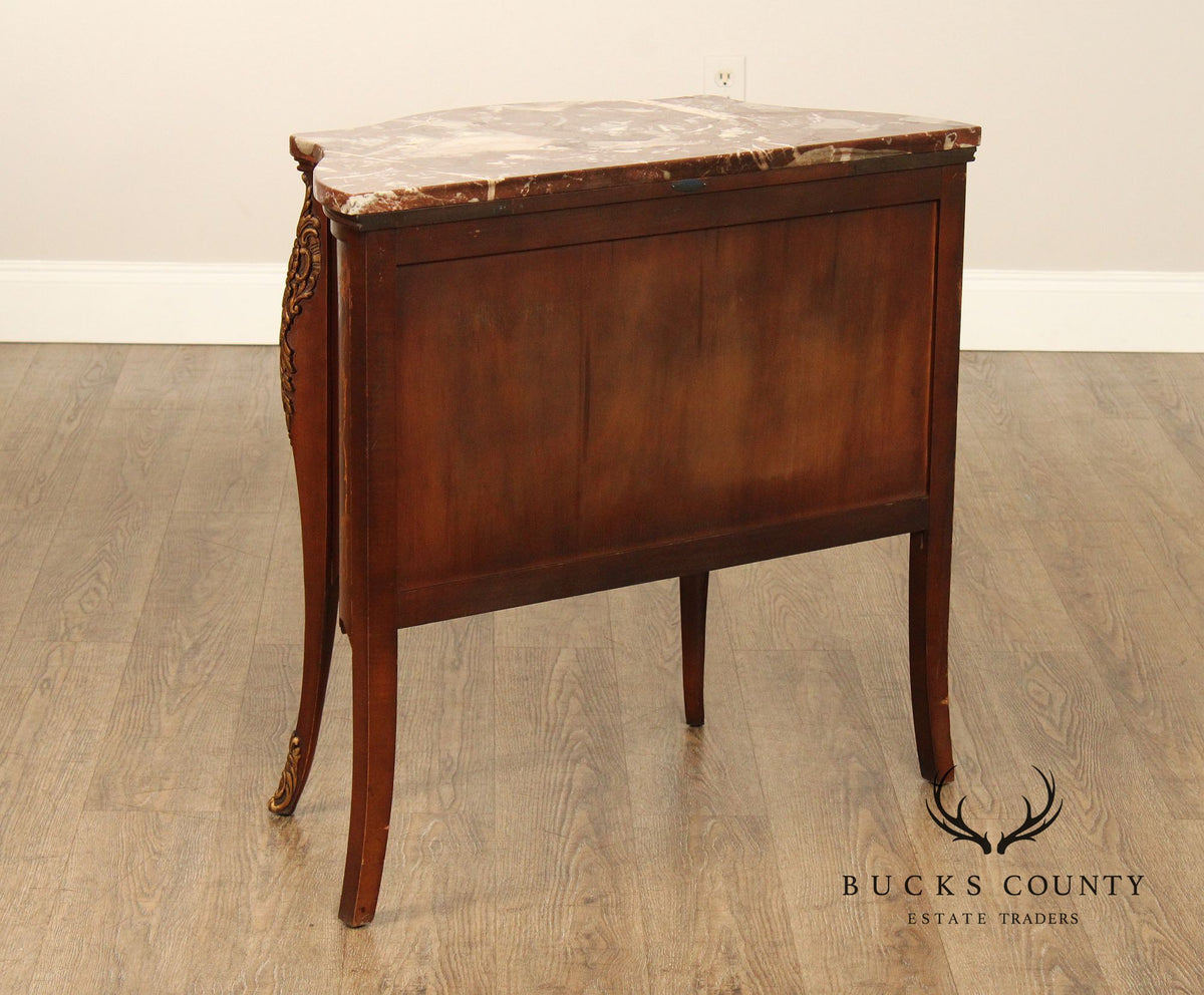 French Louis XV Style Ormolu Mounted Marquetry Bombe Chest