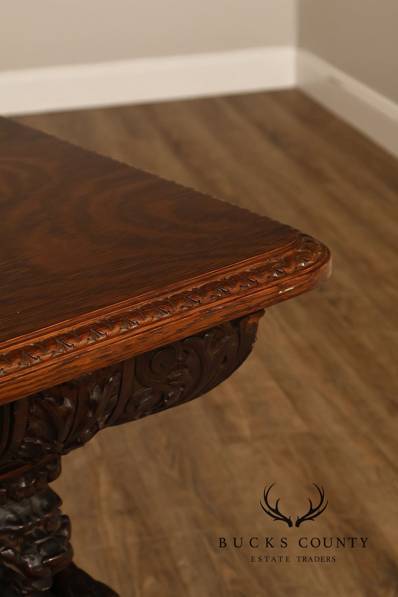 Victorian Carved Oak Library Table With Griffin Supports