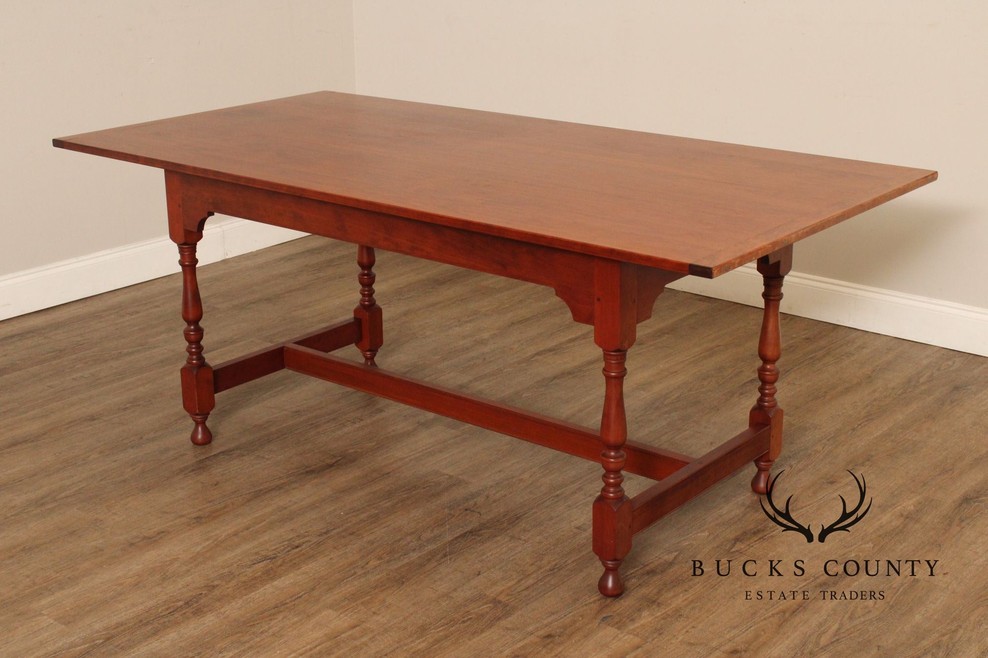 J.L. Treharn Custom Cherry Farmhouse Extendable Dining Table