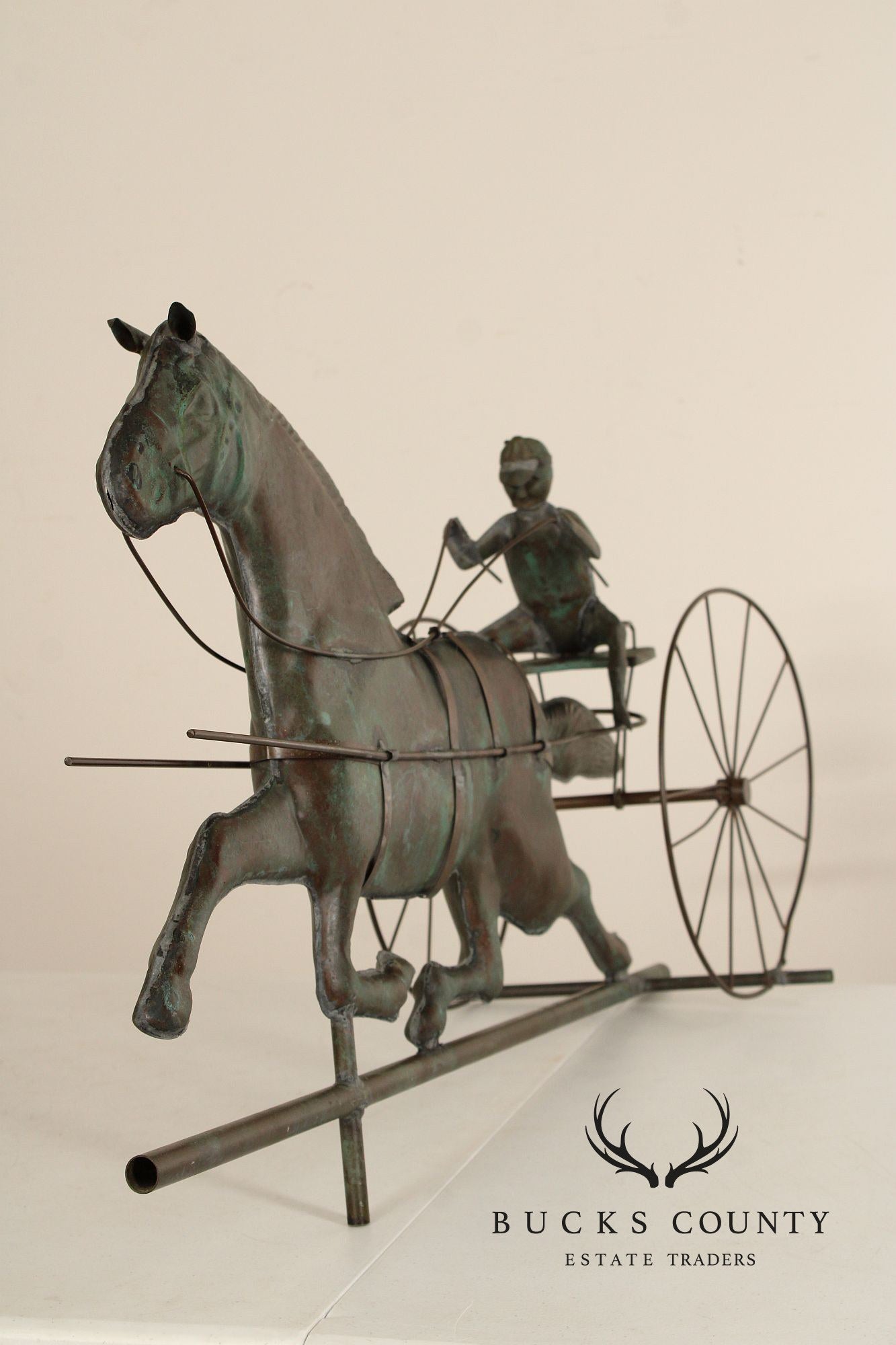 Vintage Jockey and Horse Copper Weathervane