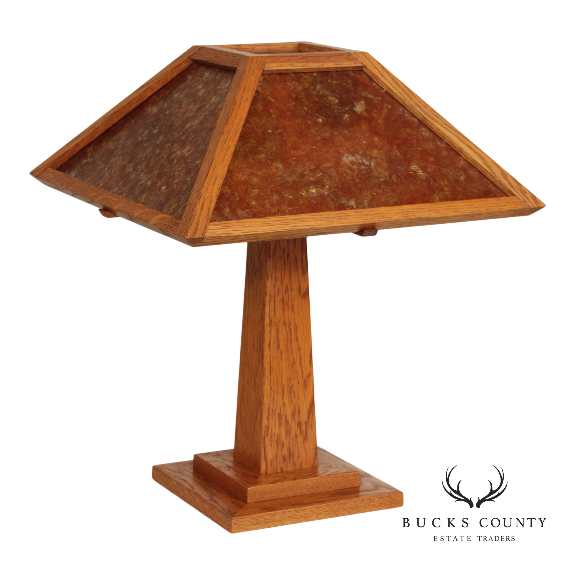 Mission Style Oak and Mica Table Lamp