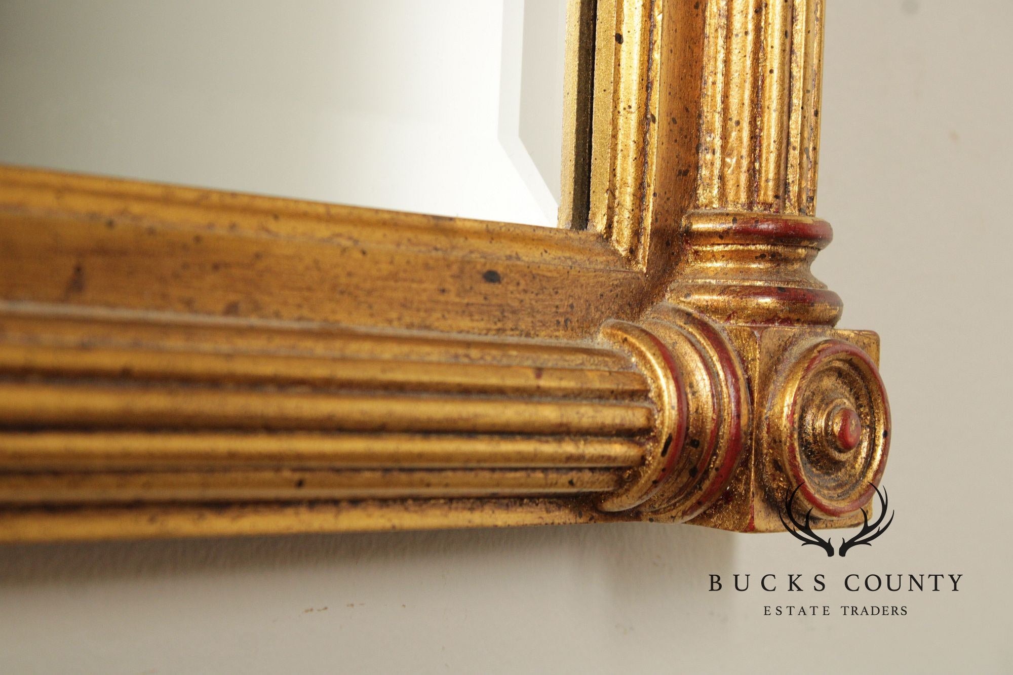 Vintage Eglomise and Giltwood Empire Style Trumeau Mirror