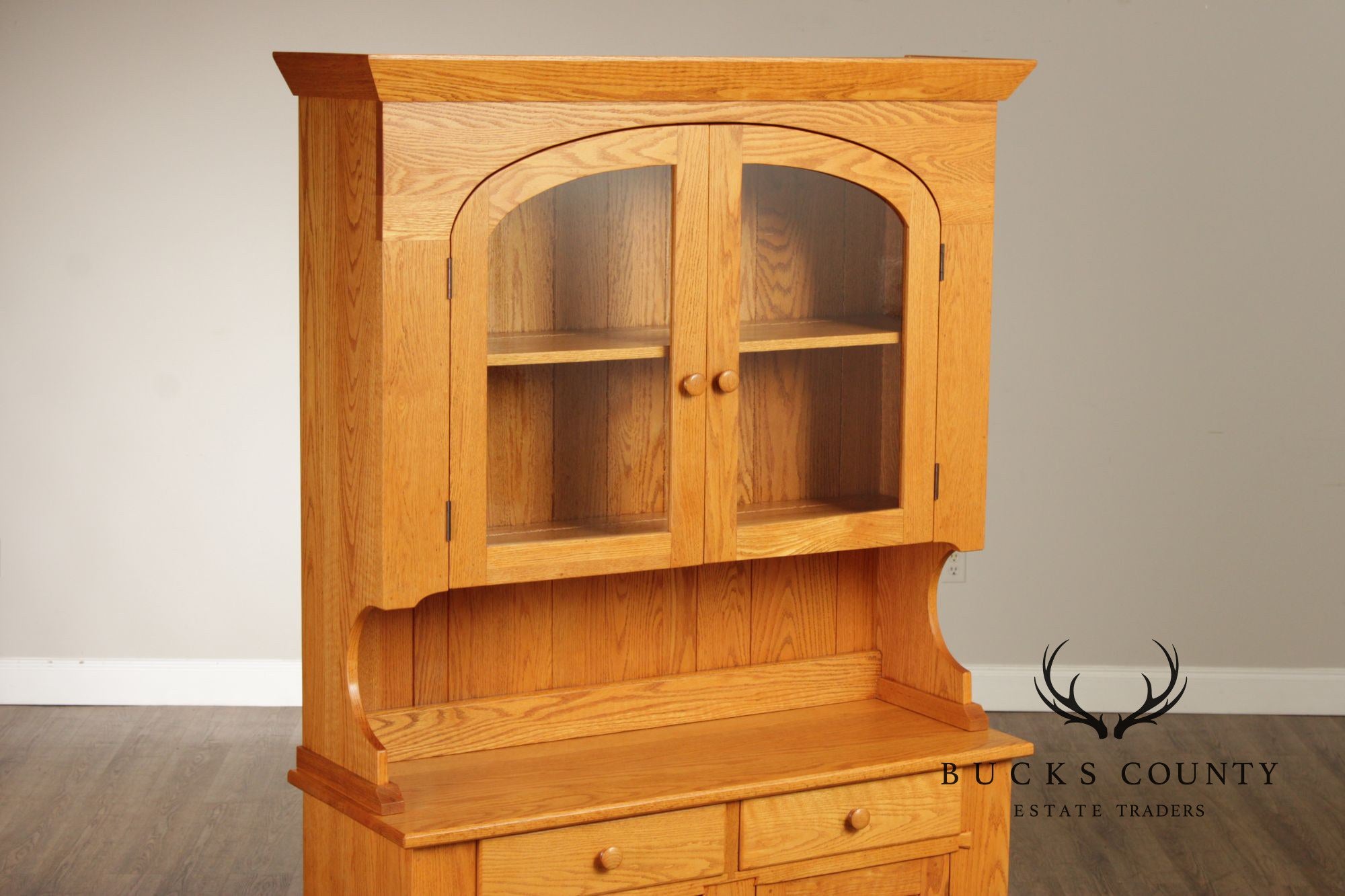Hunt Country Furniture Oak Step Back Hutch China Cabinet
