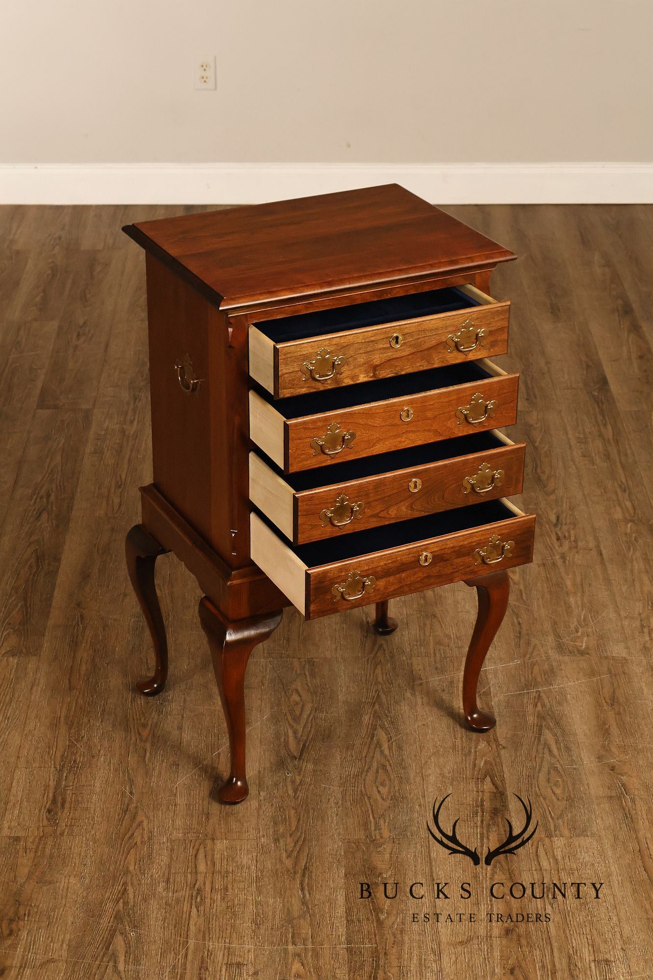 Custom Crafted Queen Anne Style Cherry Silver Chest On Frame
