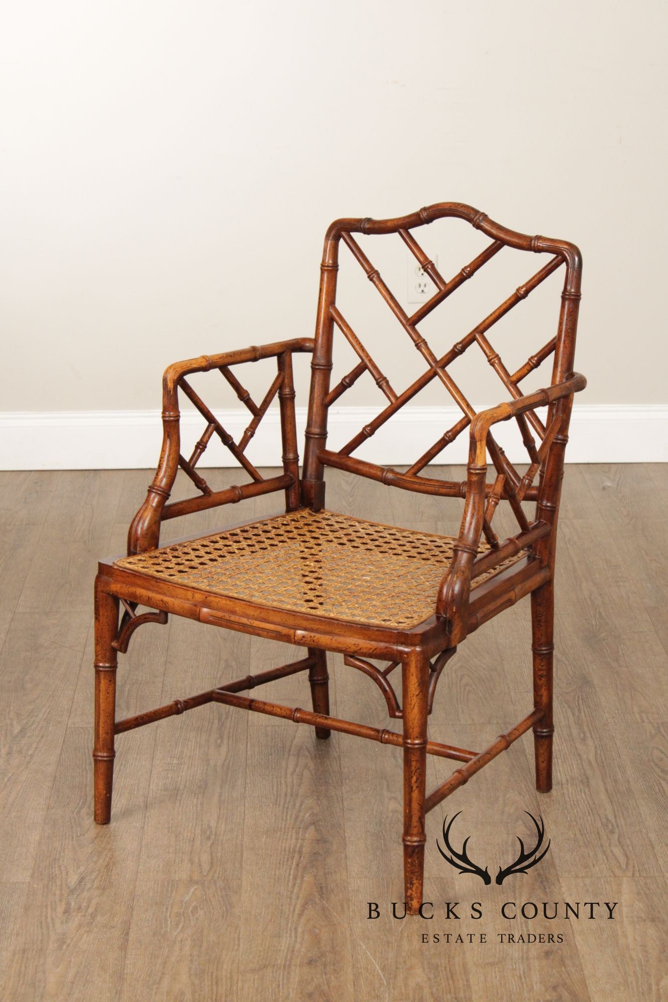 Chinese Chippendale Style Faux Bamboo Armchair