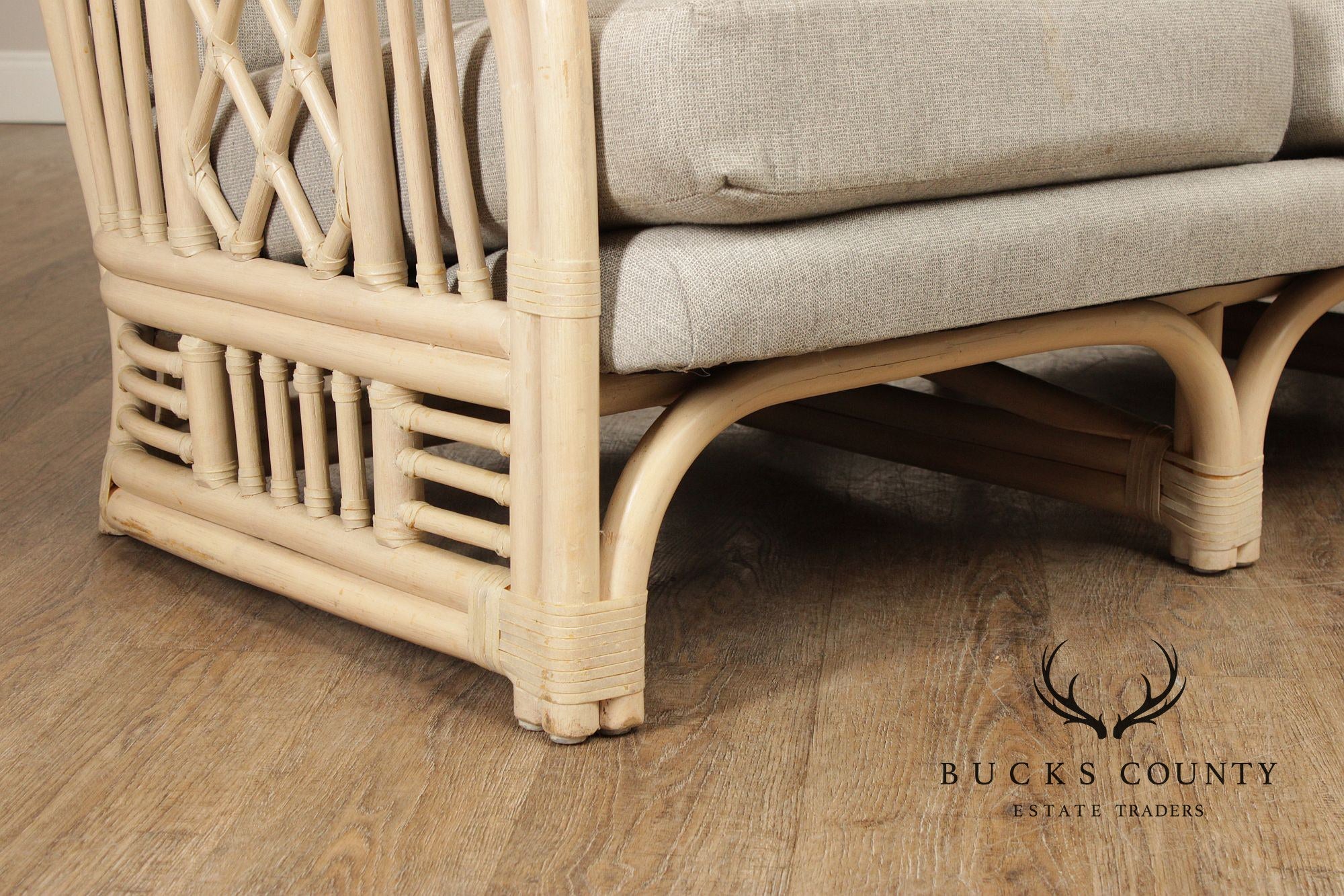 Brighton Pavilion Style Vintage Rattan Three-Seat Sofa