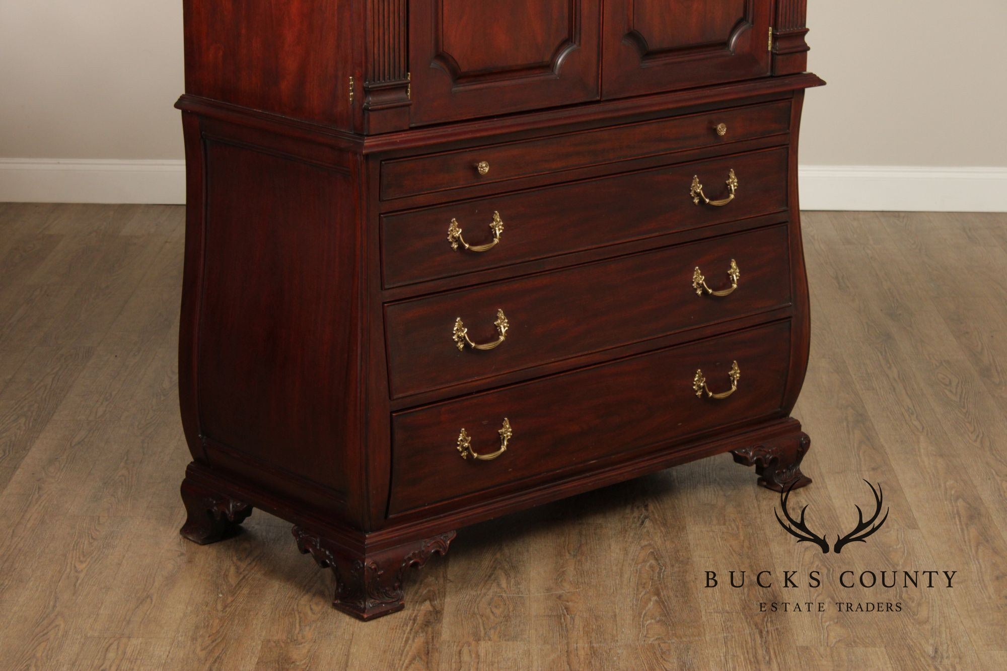 Henkel Harris Mahogany Bombe Armoire Cabinet