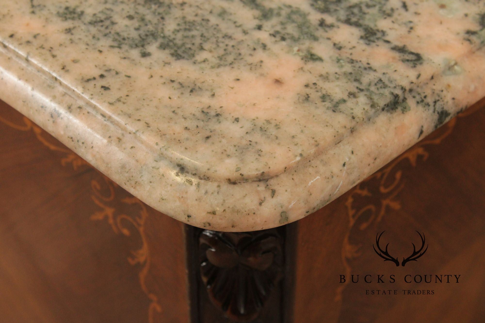 Italian Rococo Style Pair of Marble Top Nightstands