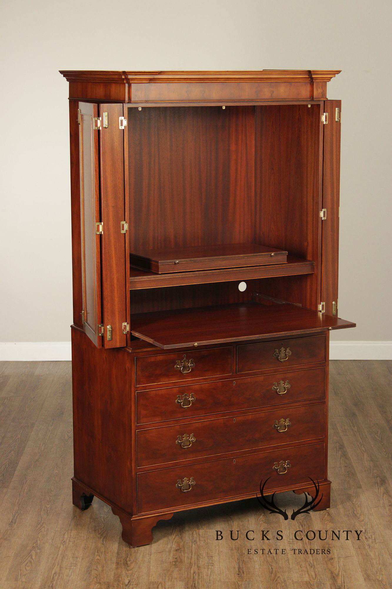 Trosby Furniture English Mahogany Armoire Cabinet