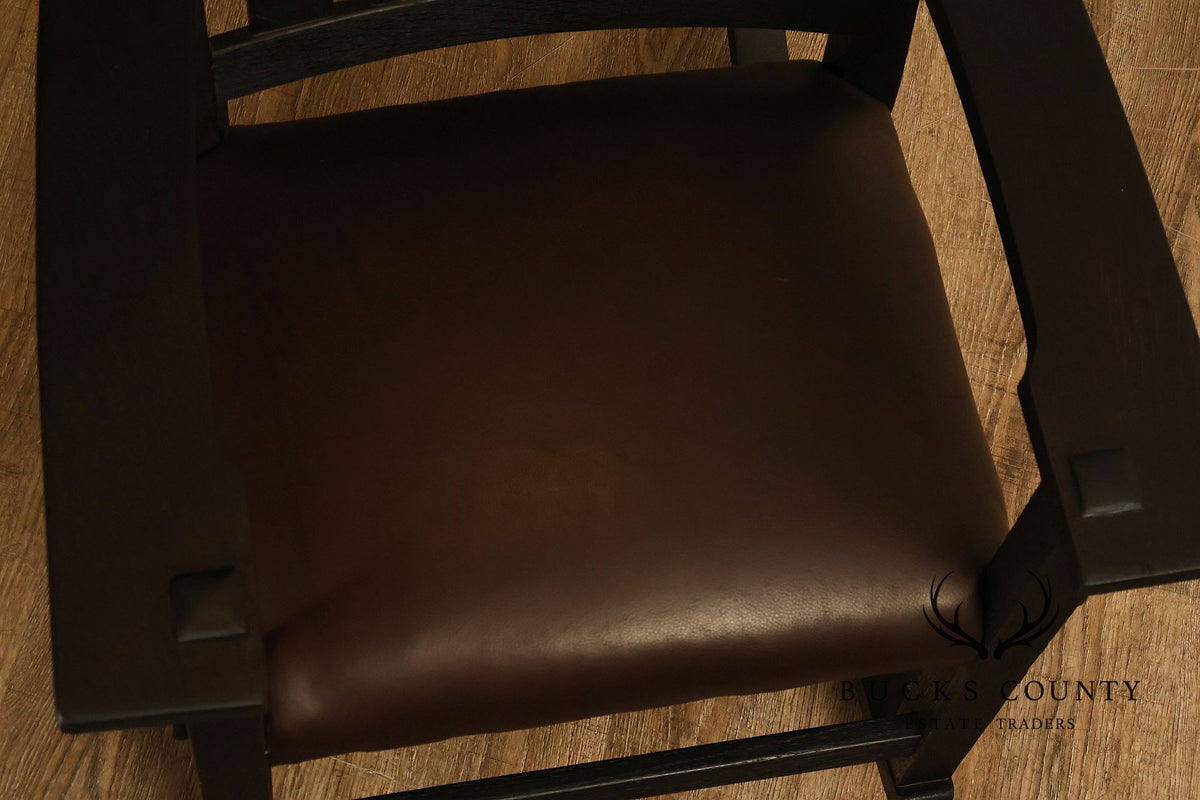Antique Gustav Stickley Mission Oak V Back Rocking Armchair