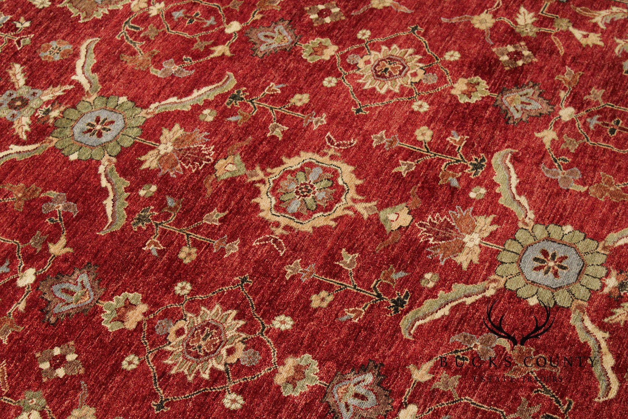 Persian Heriz Style Wool Area Rug With Red Field 8'x10'