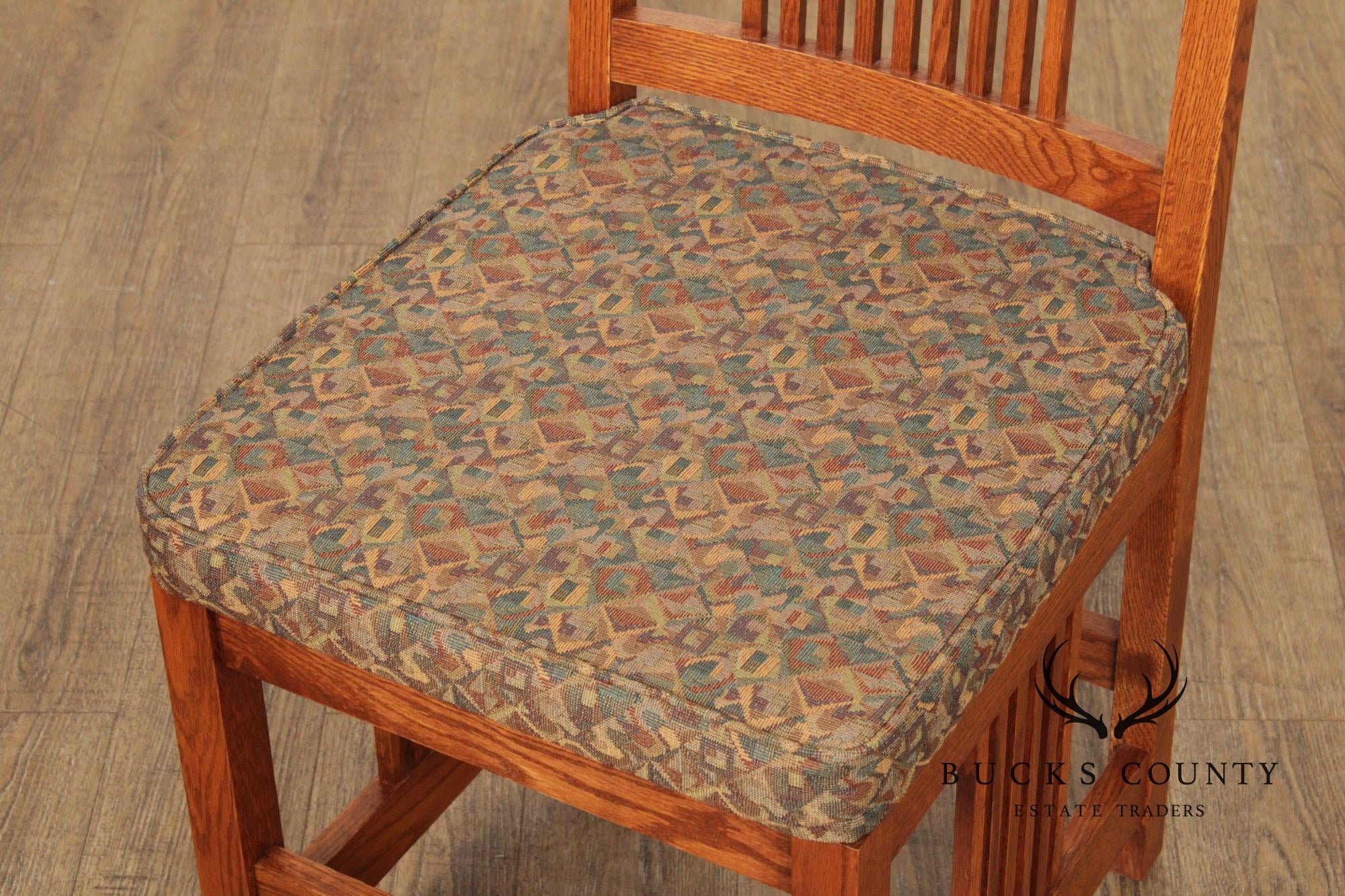 Mission Style Custom Quality Set Of Six Oak Spindle Dining Chairs