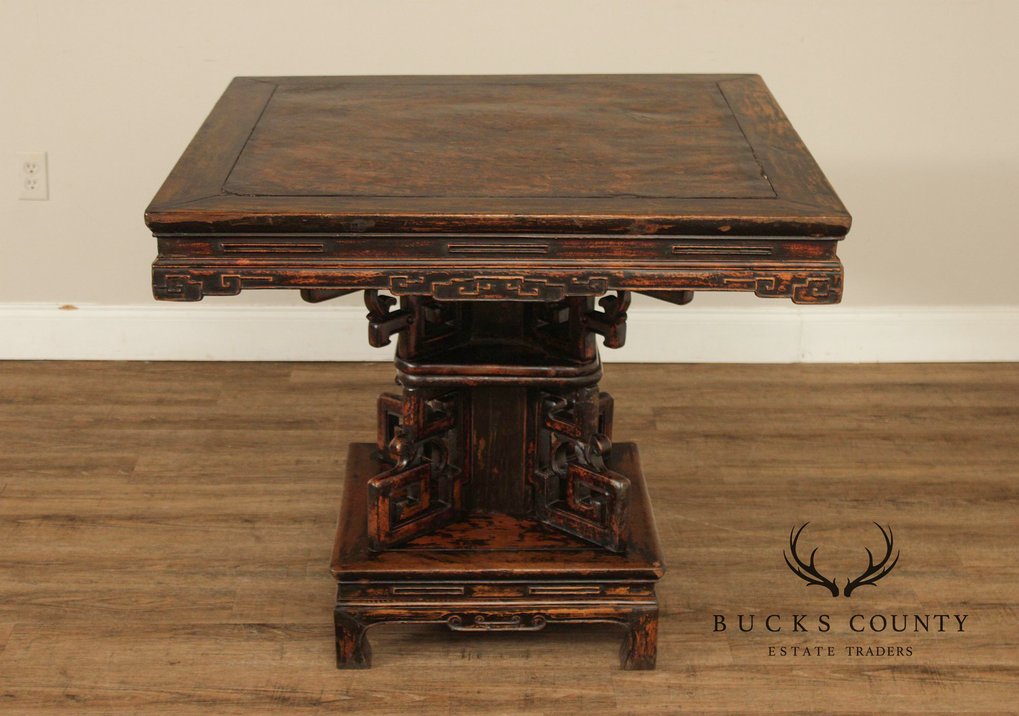 Antique Chinese Carved Pedestal Table