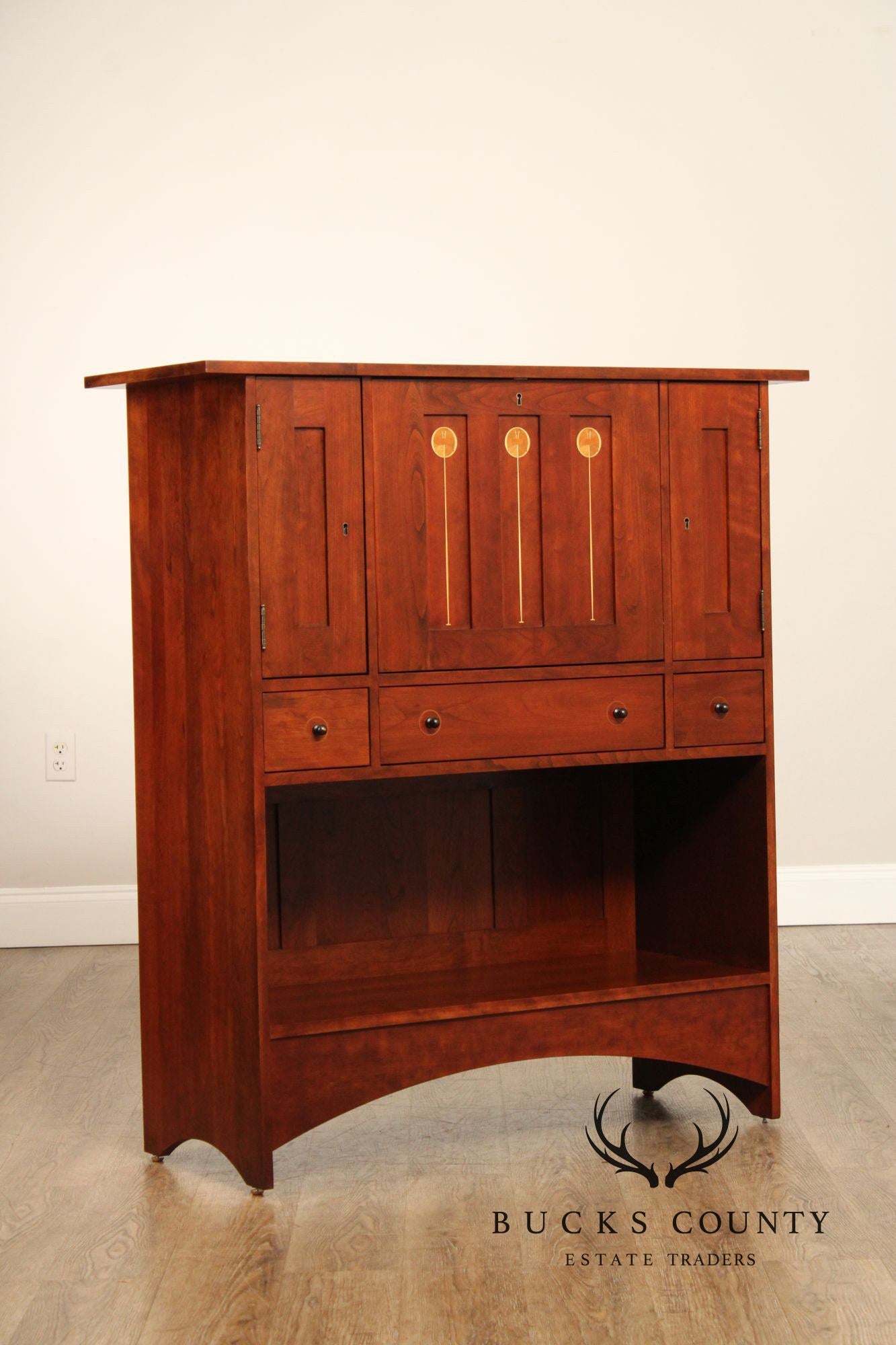 Stickley Mission Collection Harvey Ellis Inlaid Cherry Drop Front Desk