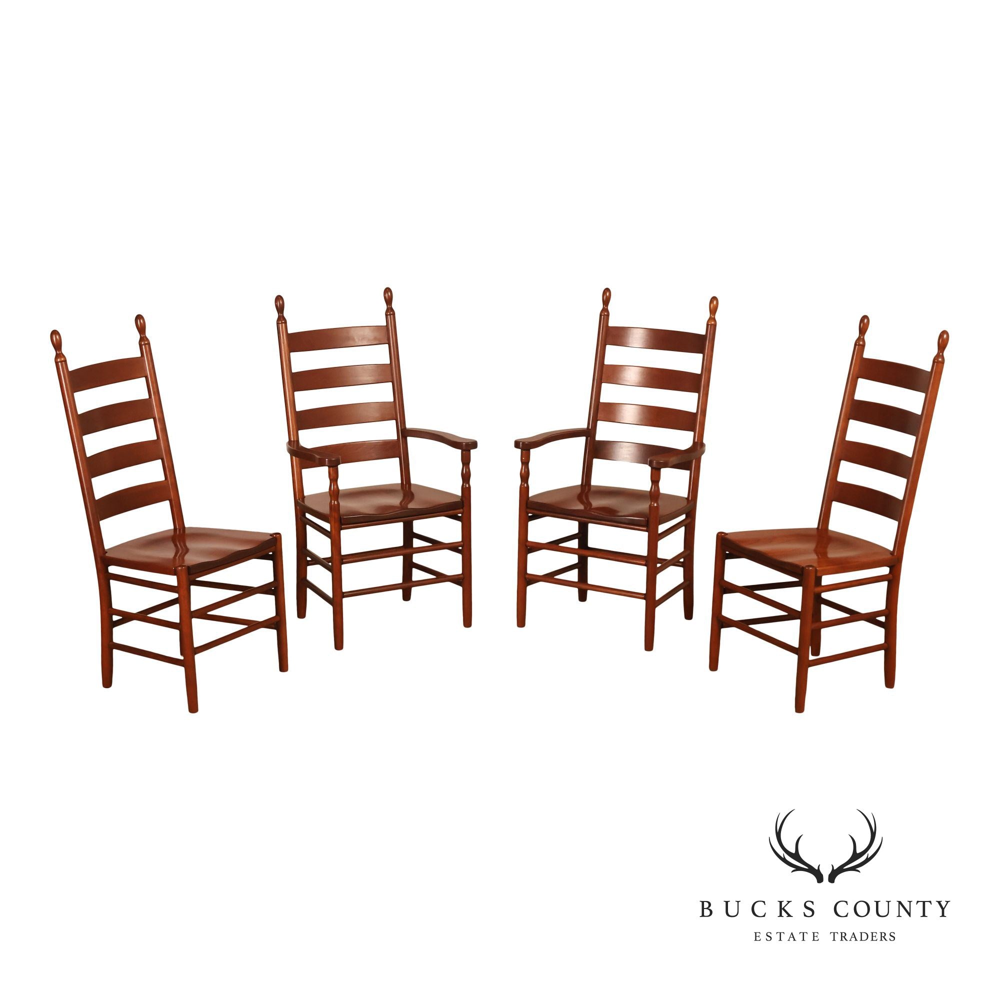 The Keystone Collection Set of Four Solid Cherry Ladder Back Dining Chairs
