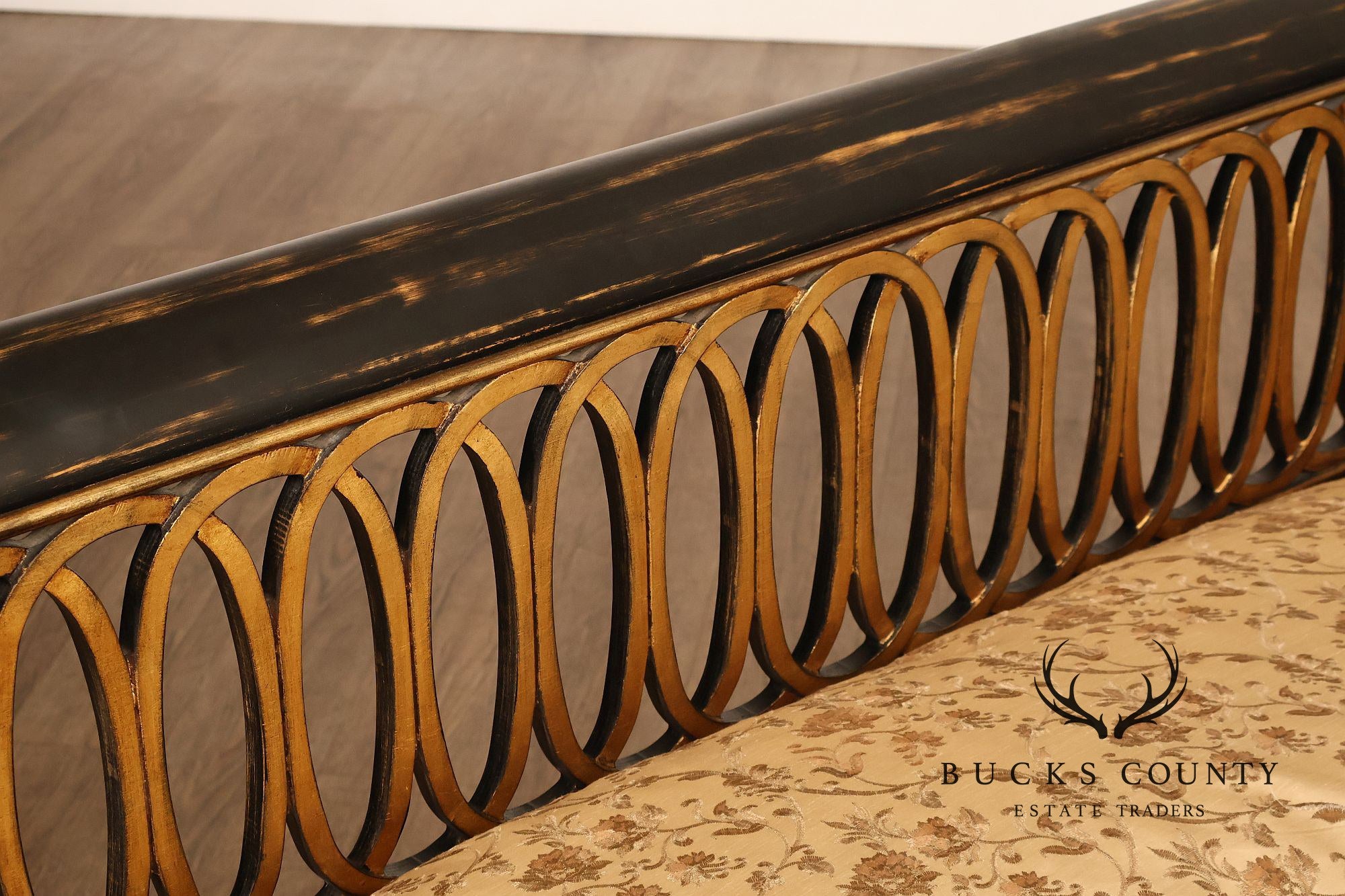 Armando Rho Regency Style Settee Bench Black and Gold