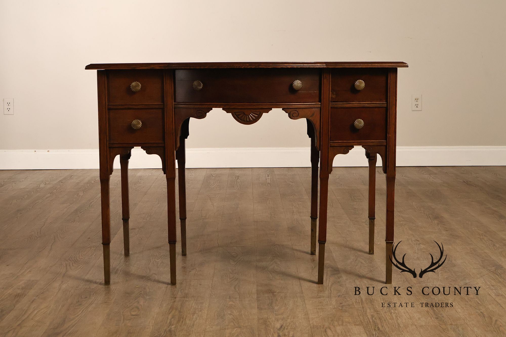 Antique Victorian Oak Partner's Writing Desk