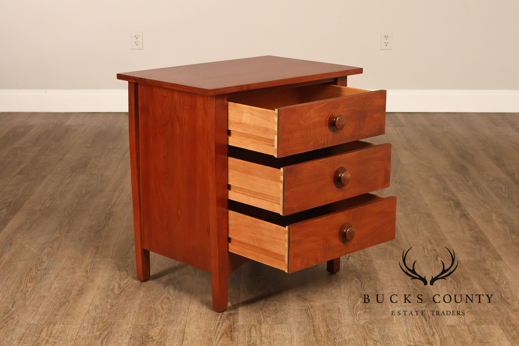 Stickley Mission Collection Harvey Ellis Cherry Three Drawer Nightstands