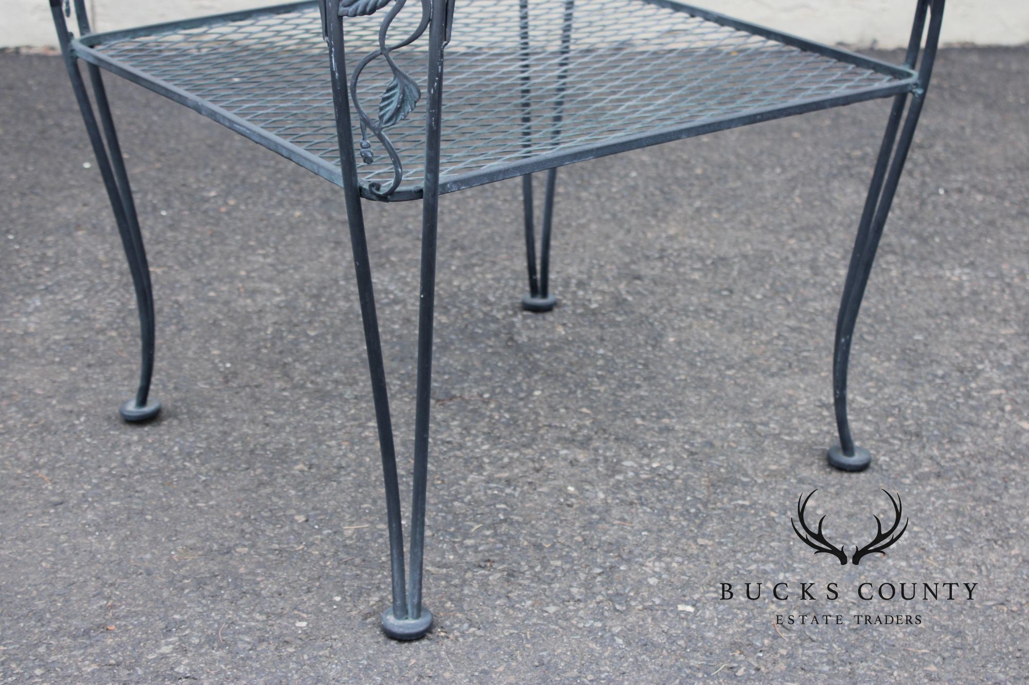 Woodard 'Chantilly Rose' Glass Top Wrought Iron Patio Side Table
