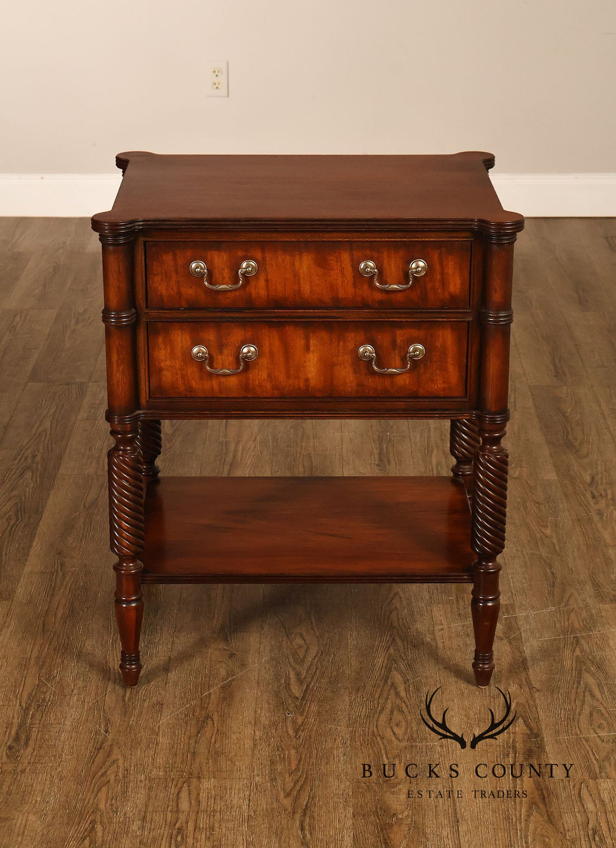 Ethan Allen "Newport" Pair Of Mahogany Two Drawer Nightstands