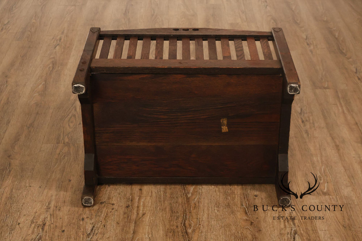 Antique Cushman Mission Oak Firewood Rack