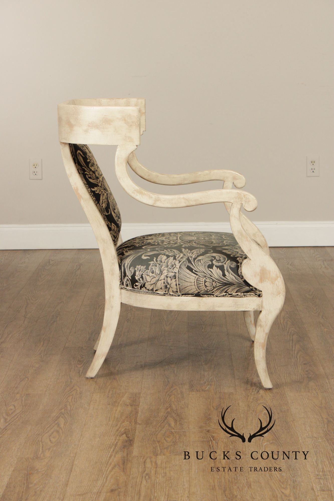 Regency Style Pair Of Painted Fauteuil Armchairs