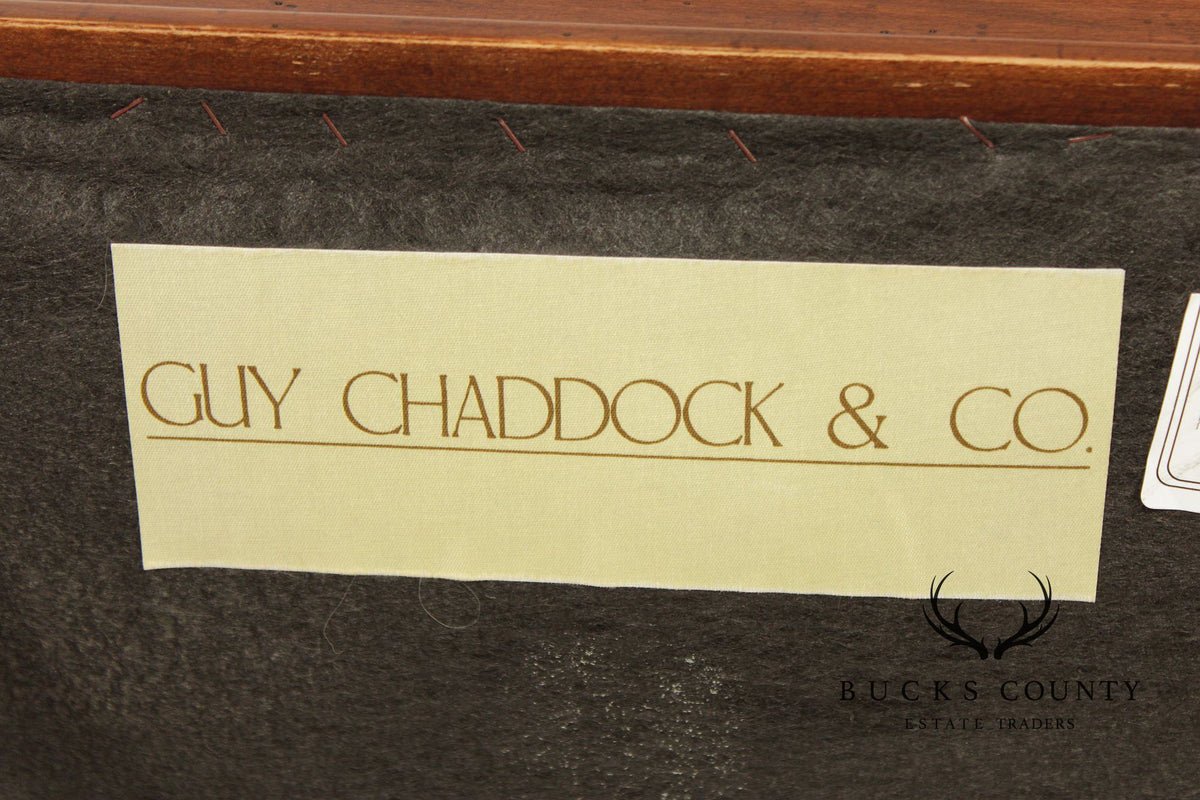 Guy Chaddock Set Of 4 Carved Wood Dining Armchairs In Scalamandré Check Fabric