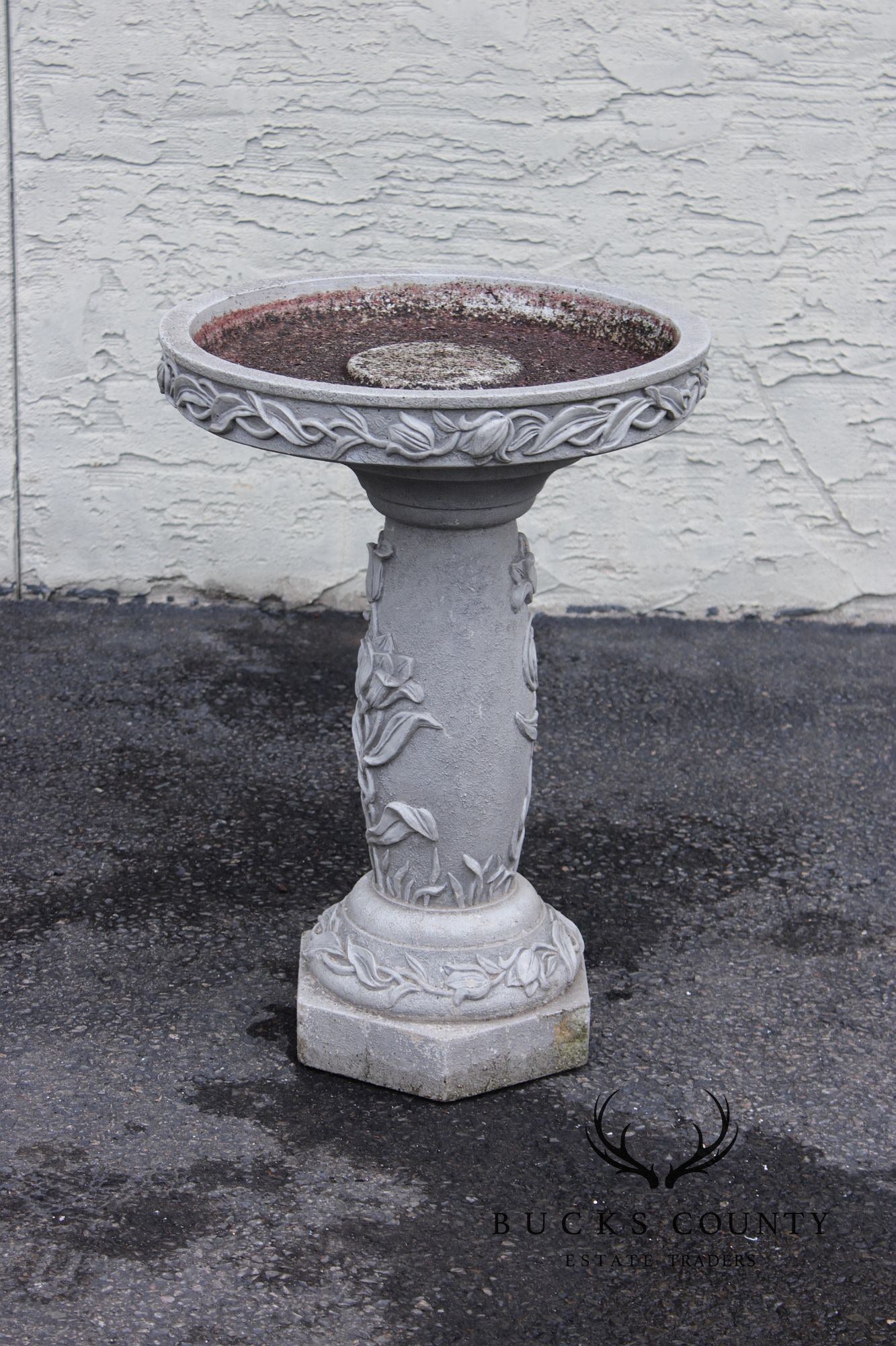 Cast Stone Floral Bird Bath