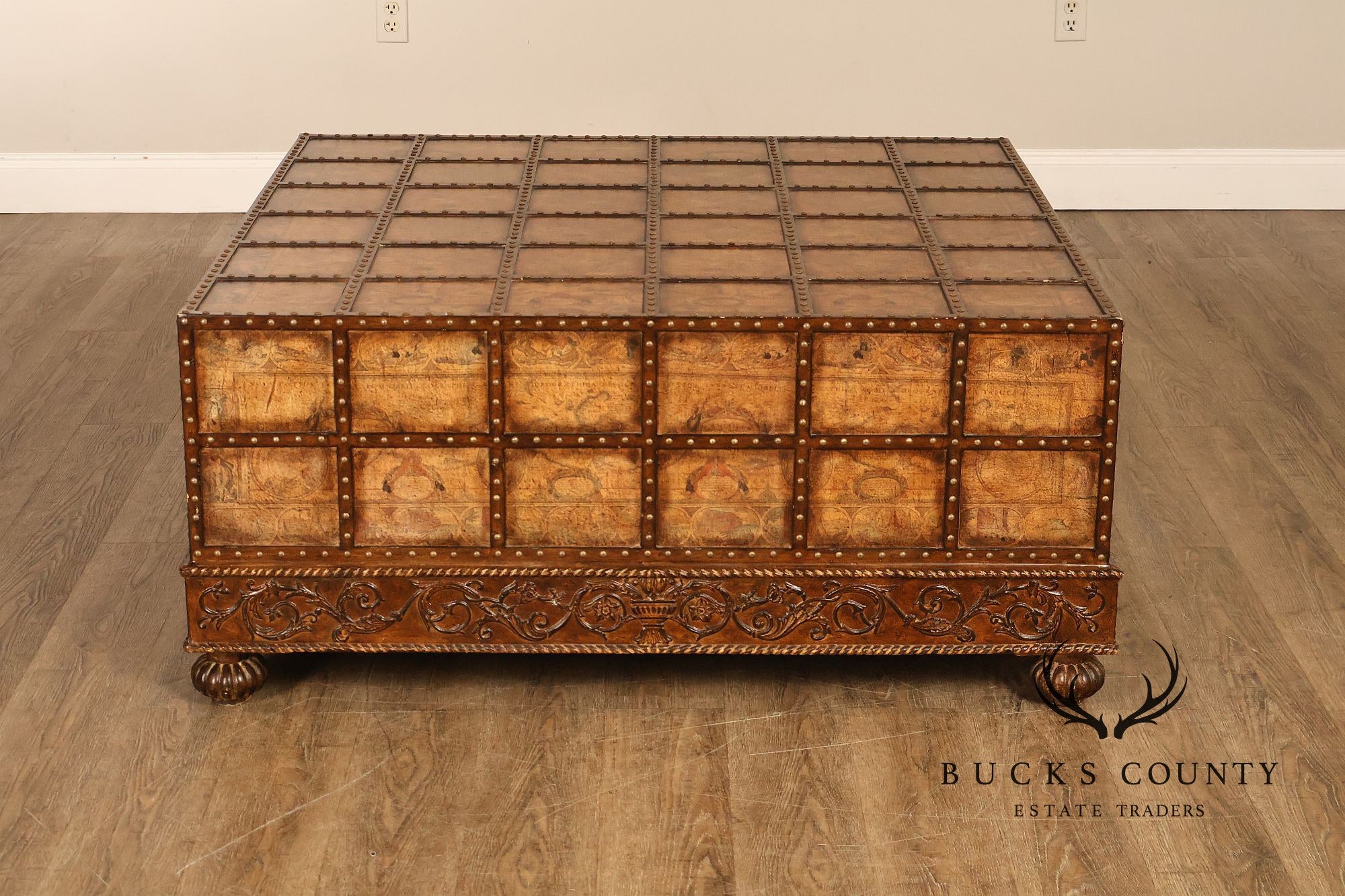 Pulaski 'Espaigne' Large Square Old World Map Storage Coffee Table