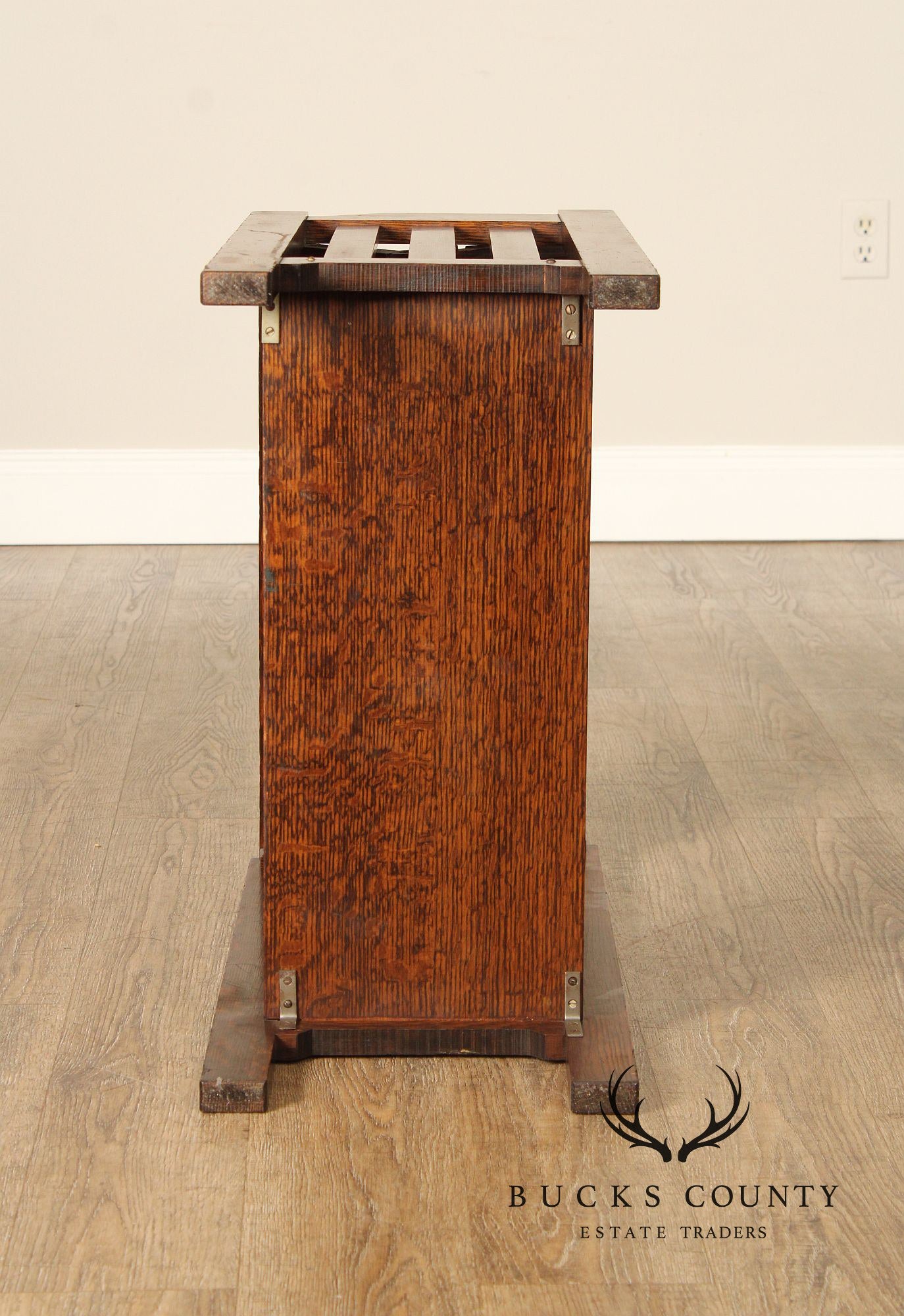 Mission Oak Arts & Crafts Magazine Stand Book Trough