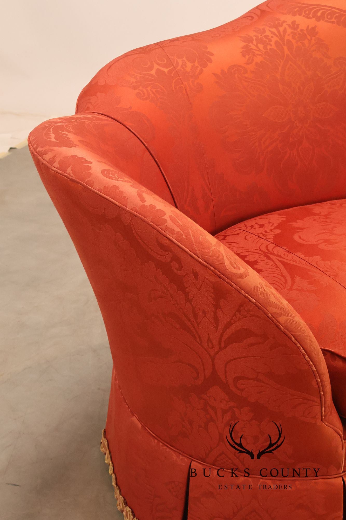 Hickory Chair Company Pair Of Custom Upholstered Silk Damask Sofas