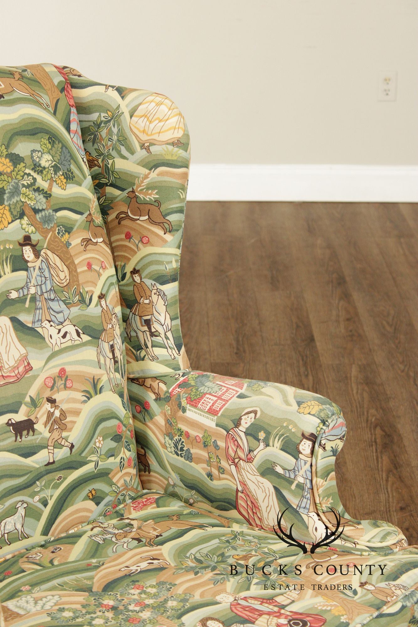 Chippendale Style Pair of Mahogany Wingback Chairs